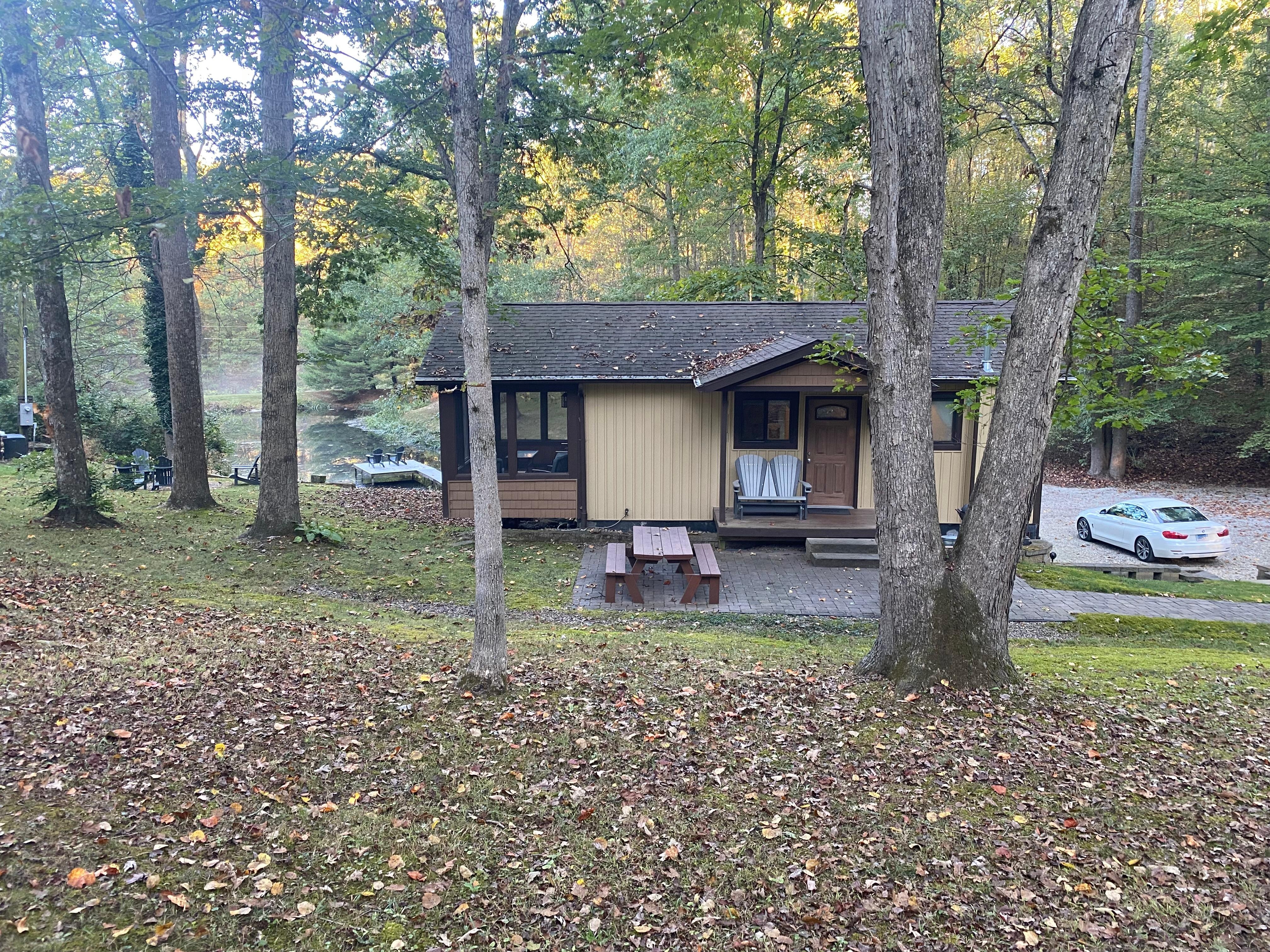 Cabin entryway. Motion sensor lights for the porch and driveway were perfect for our late night arrival. 