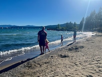 Nearby public beach.