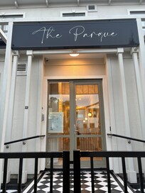 The front of the hotel, easy keypad access.