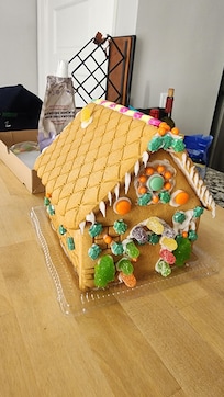 Made a ginger bread house at the breakfast bar in the kitchen.