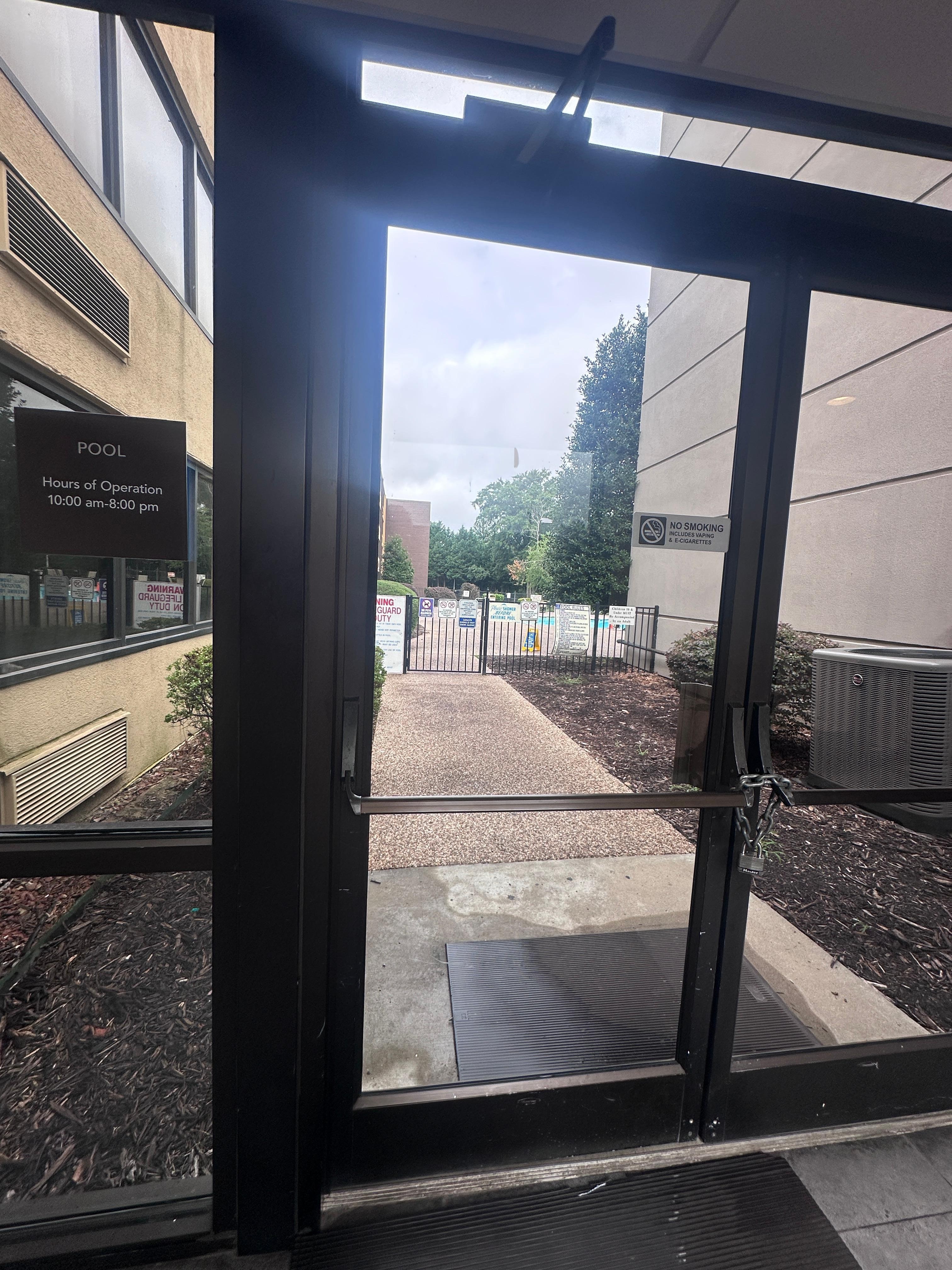 Pool closed and chained shut. 