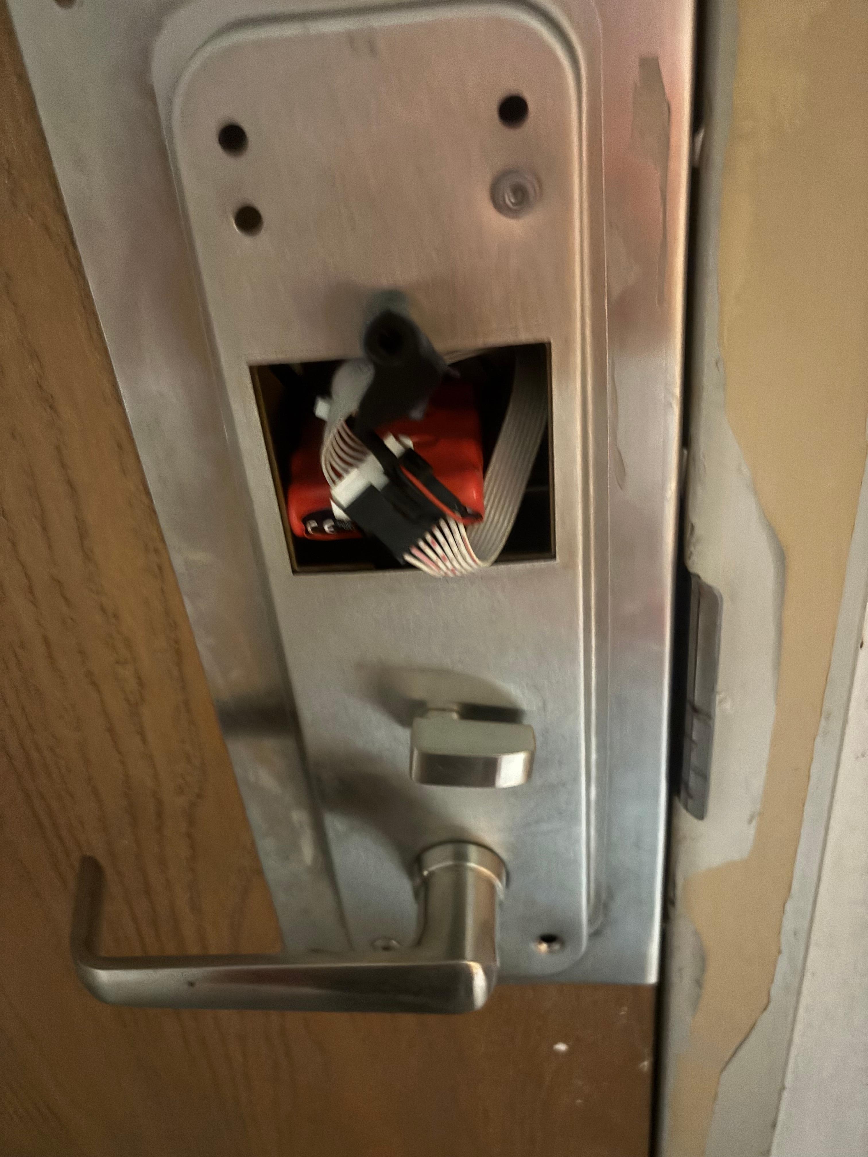 Lock (or lack of it) on the door. 