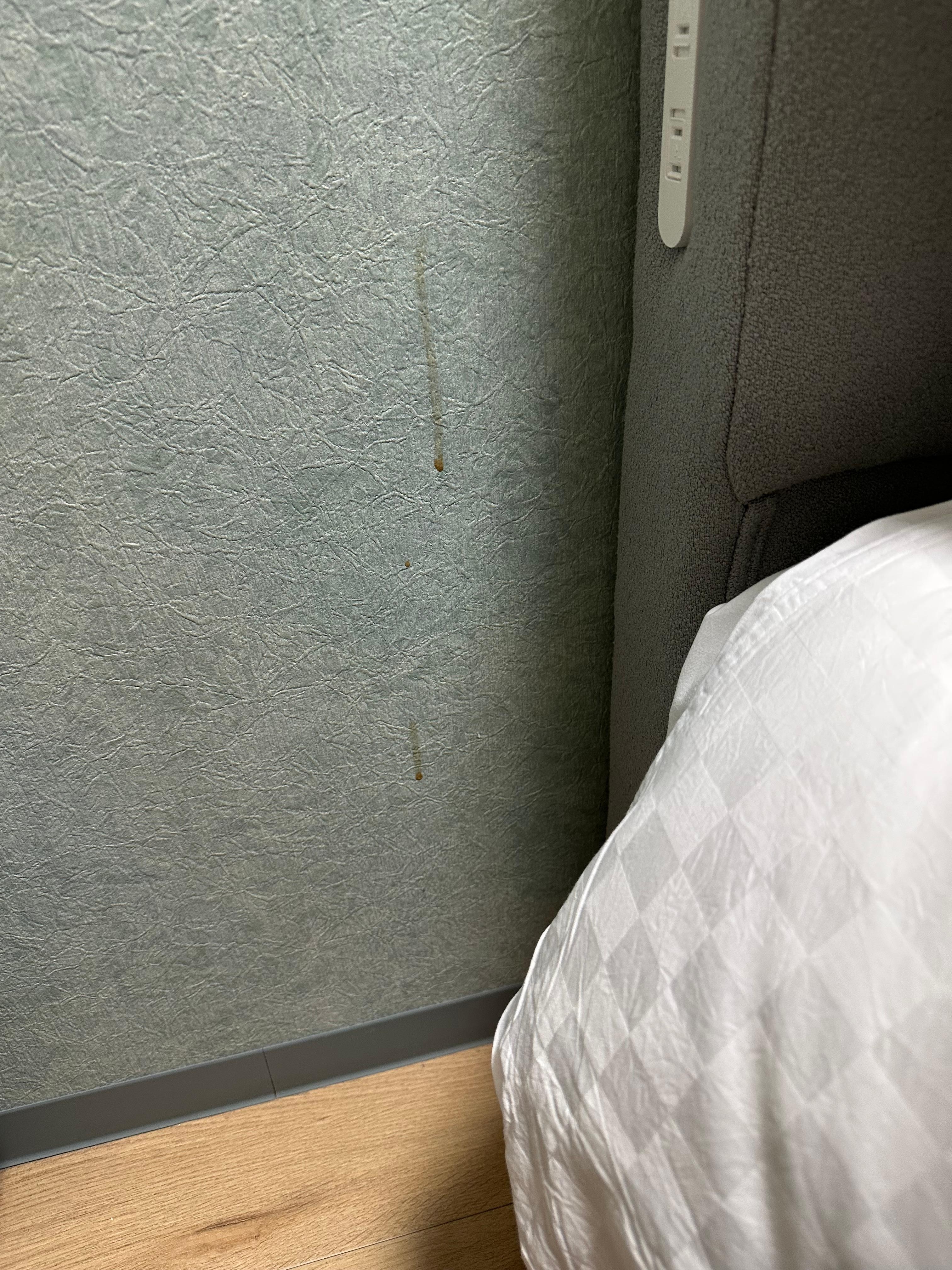 Room upon arrival. There was a big sticky spot on the floor but I didn’t get a picture of that. 