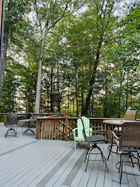 Really nice back deck and bonfire area. A little bit of deferred maintenance and was kind of afraid of the railing with two toddlers running around, but we had a great time. Deck and railing in particular need a little TLC.