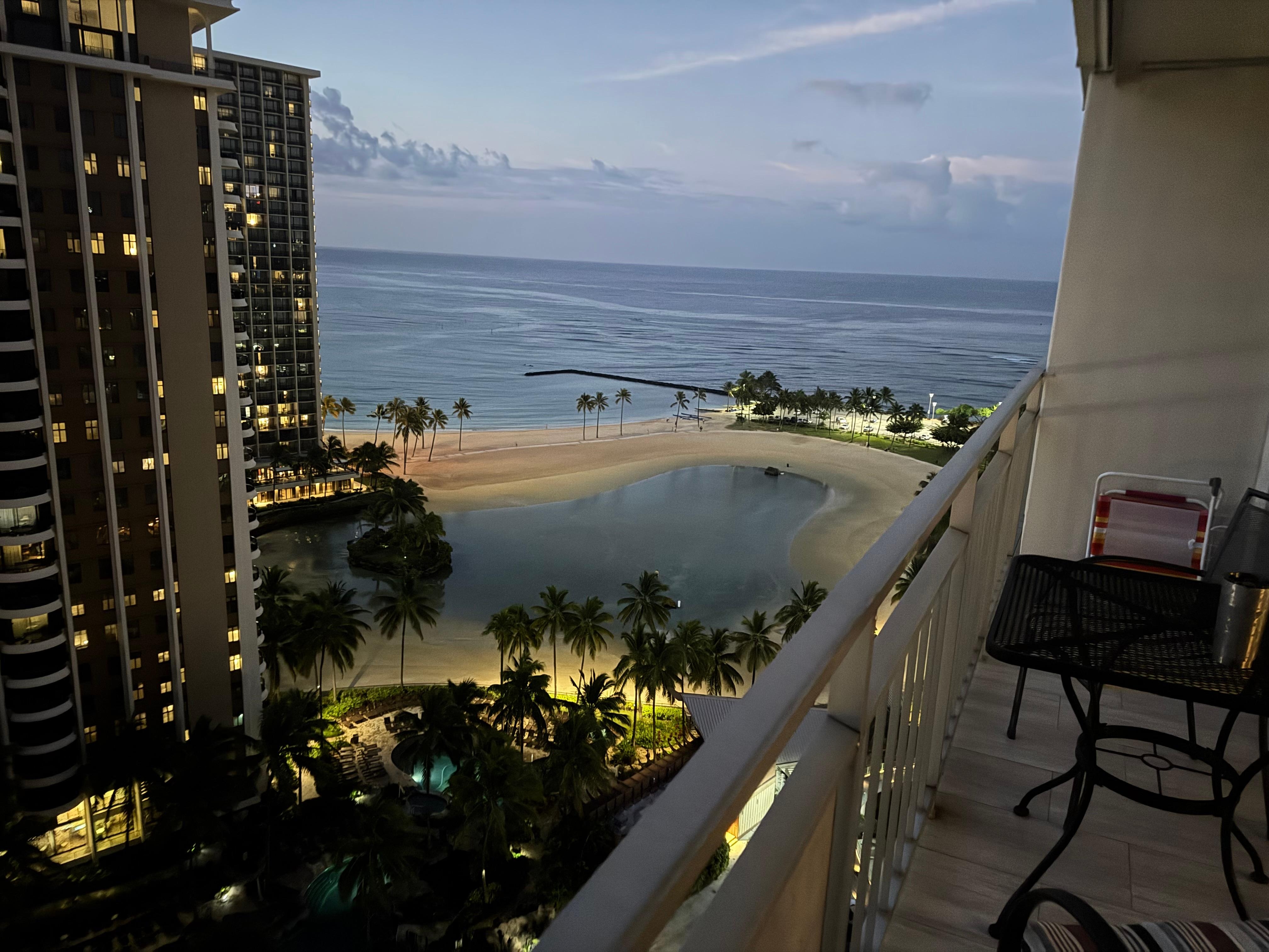 Evening view of lagoon and ocean