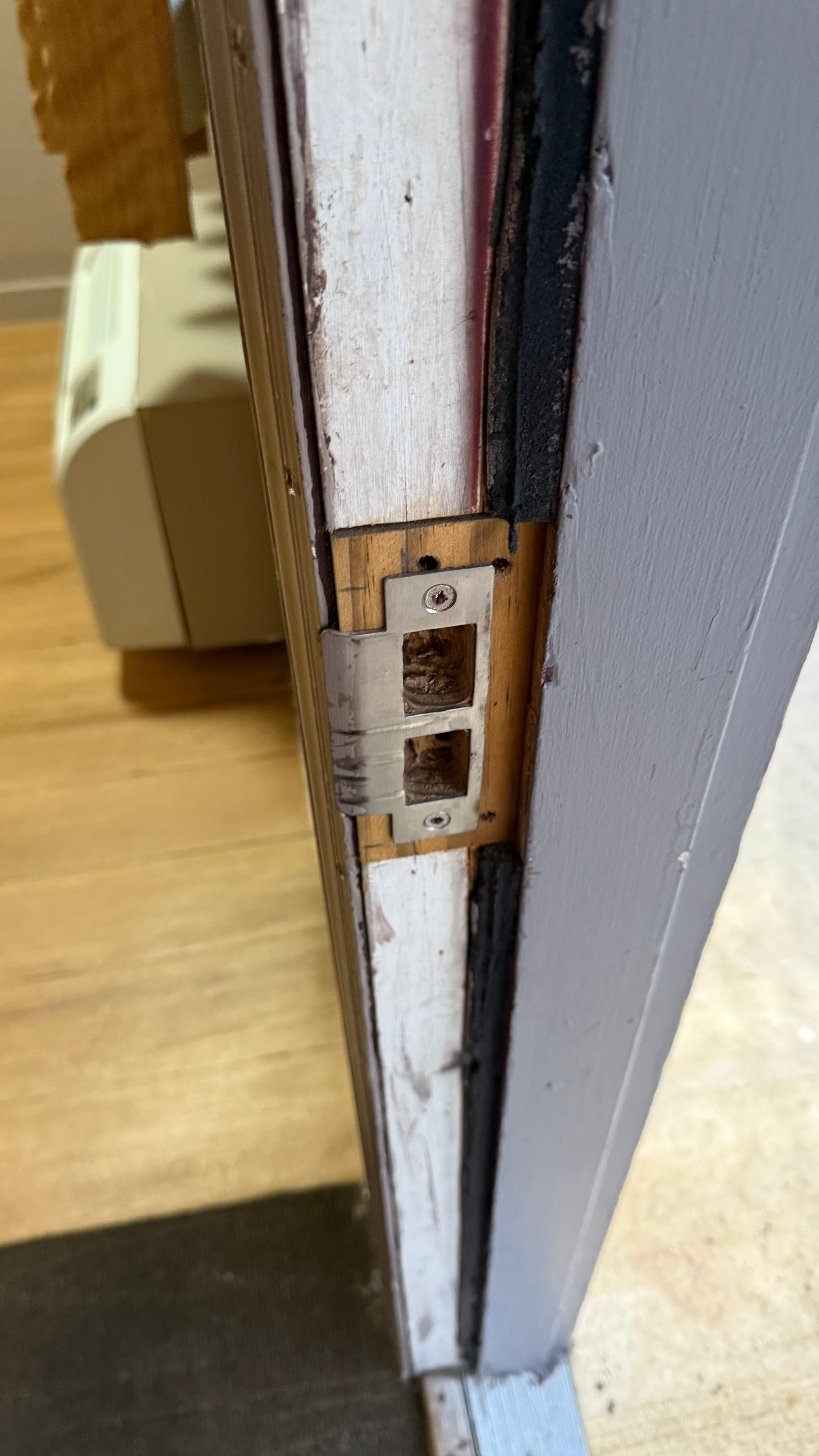 The lock on the door. 