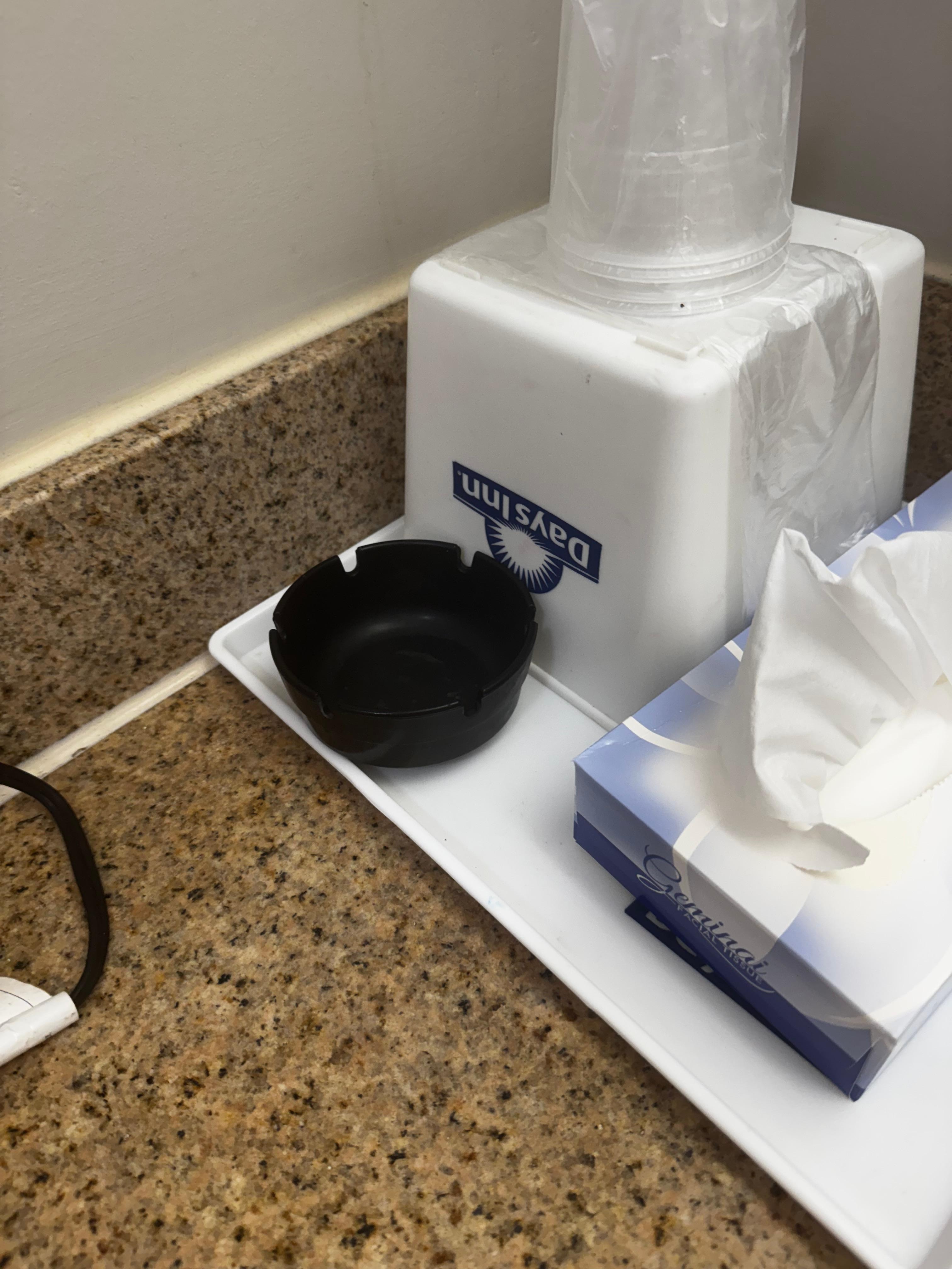 No smoking yet they offer ash trays