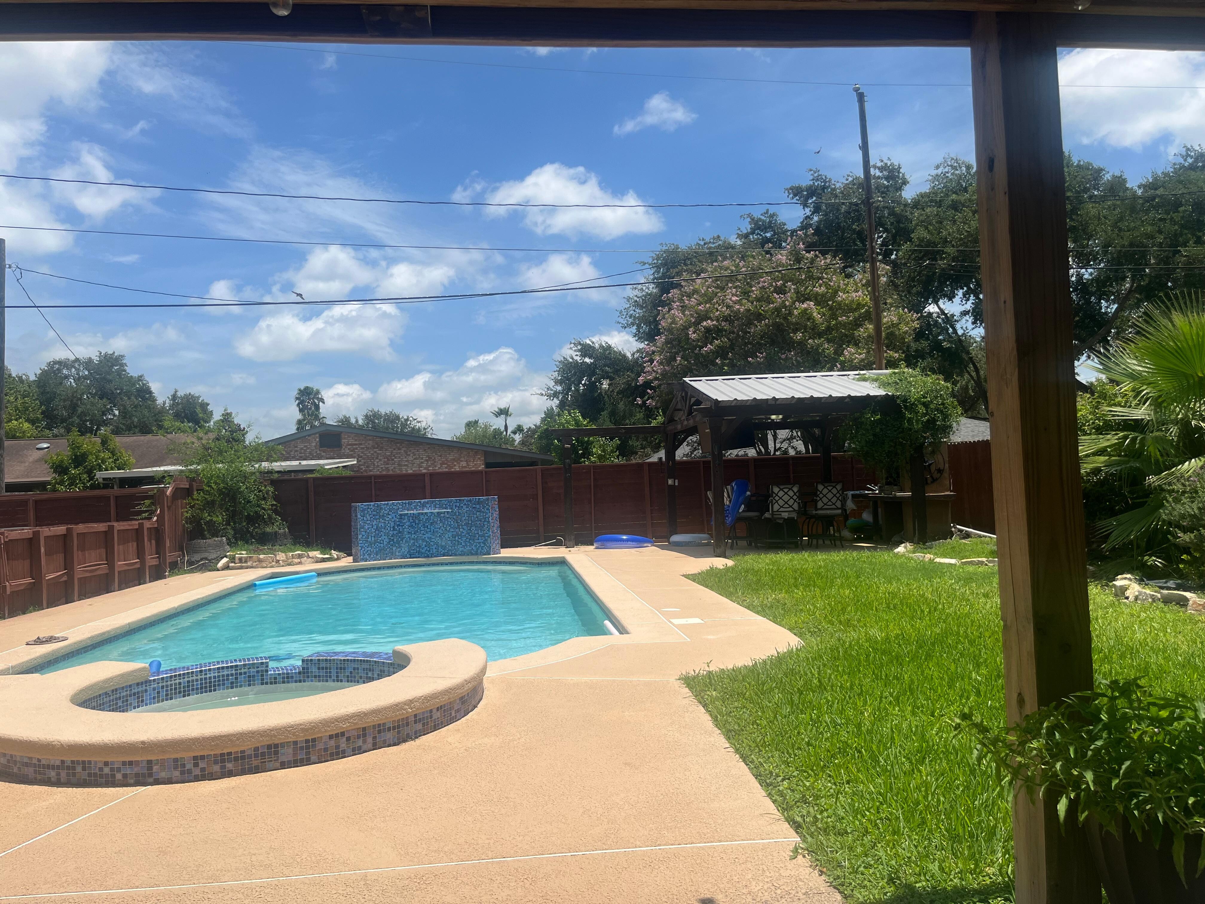 view of pool from the master bedroom 