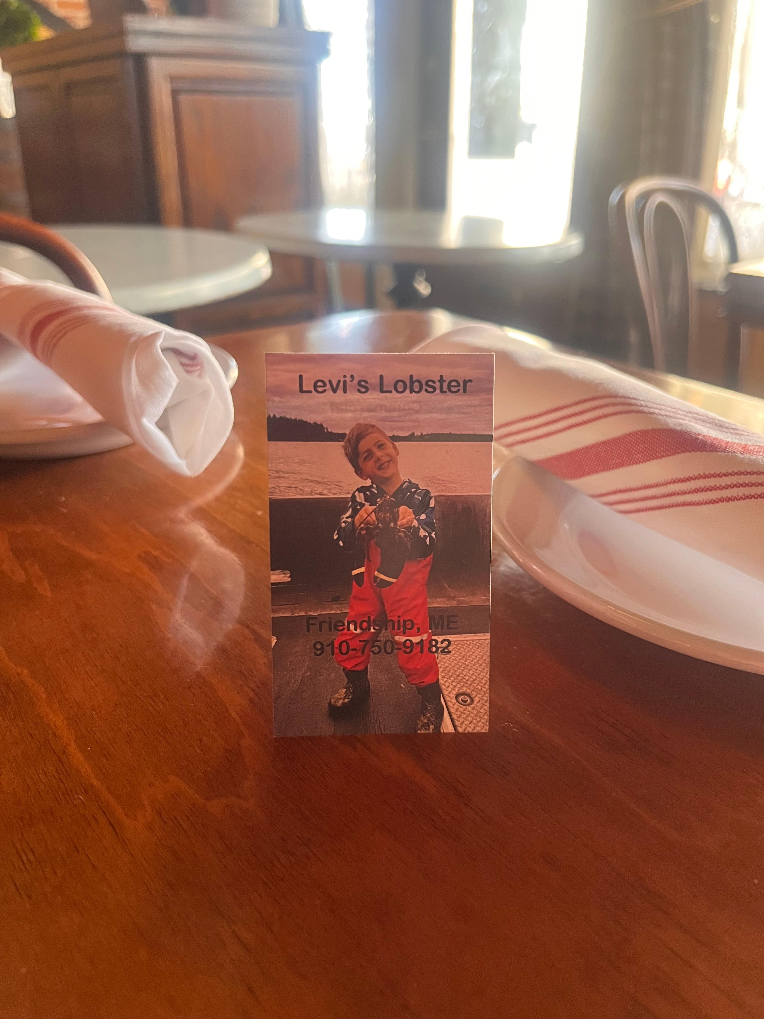 Levi’s Lobster, a family business. Fresh Maine Lobster. Delivers for commercial and private sales. 