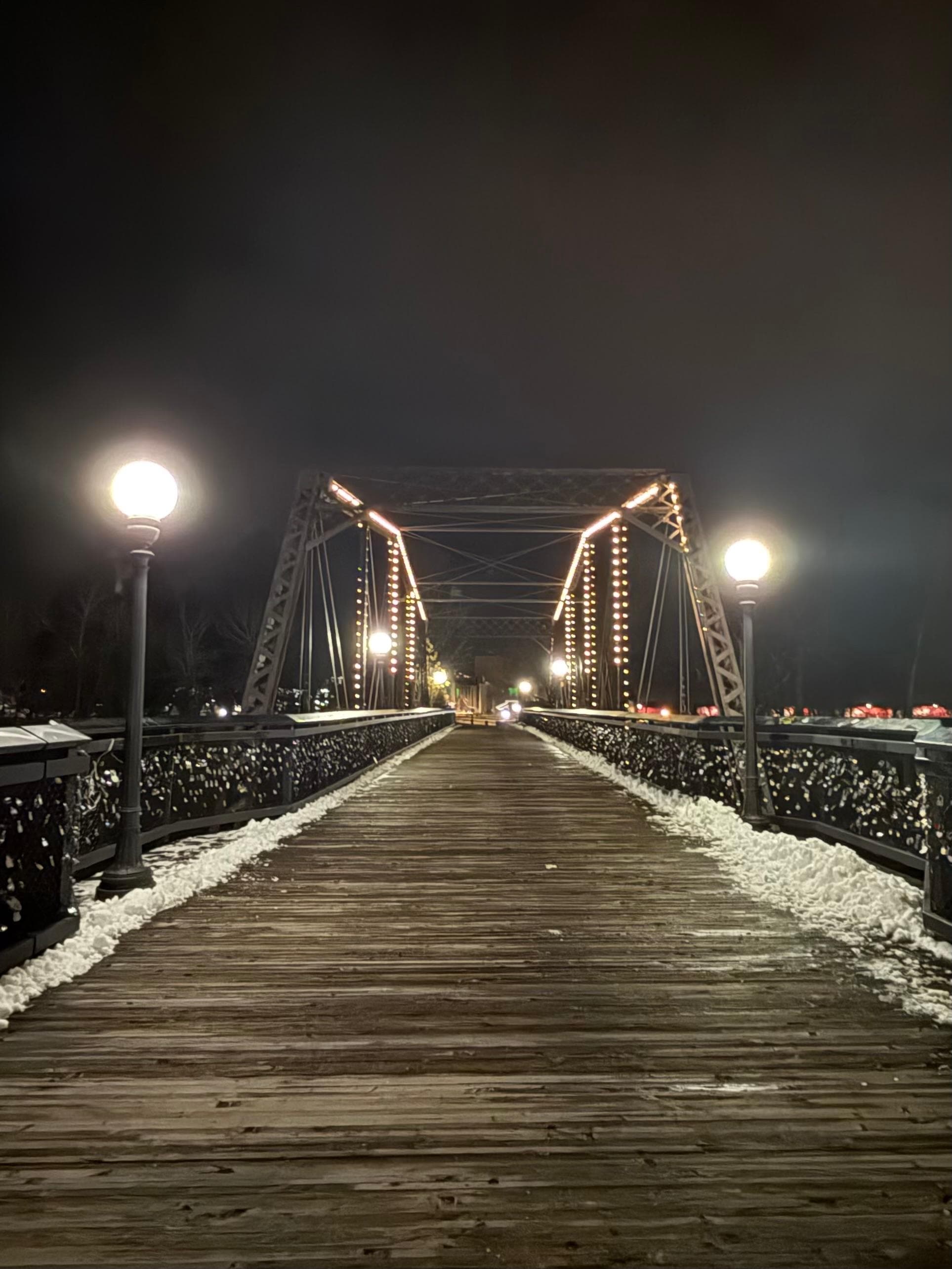 Walking bridge to the university just a few house down