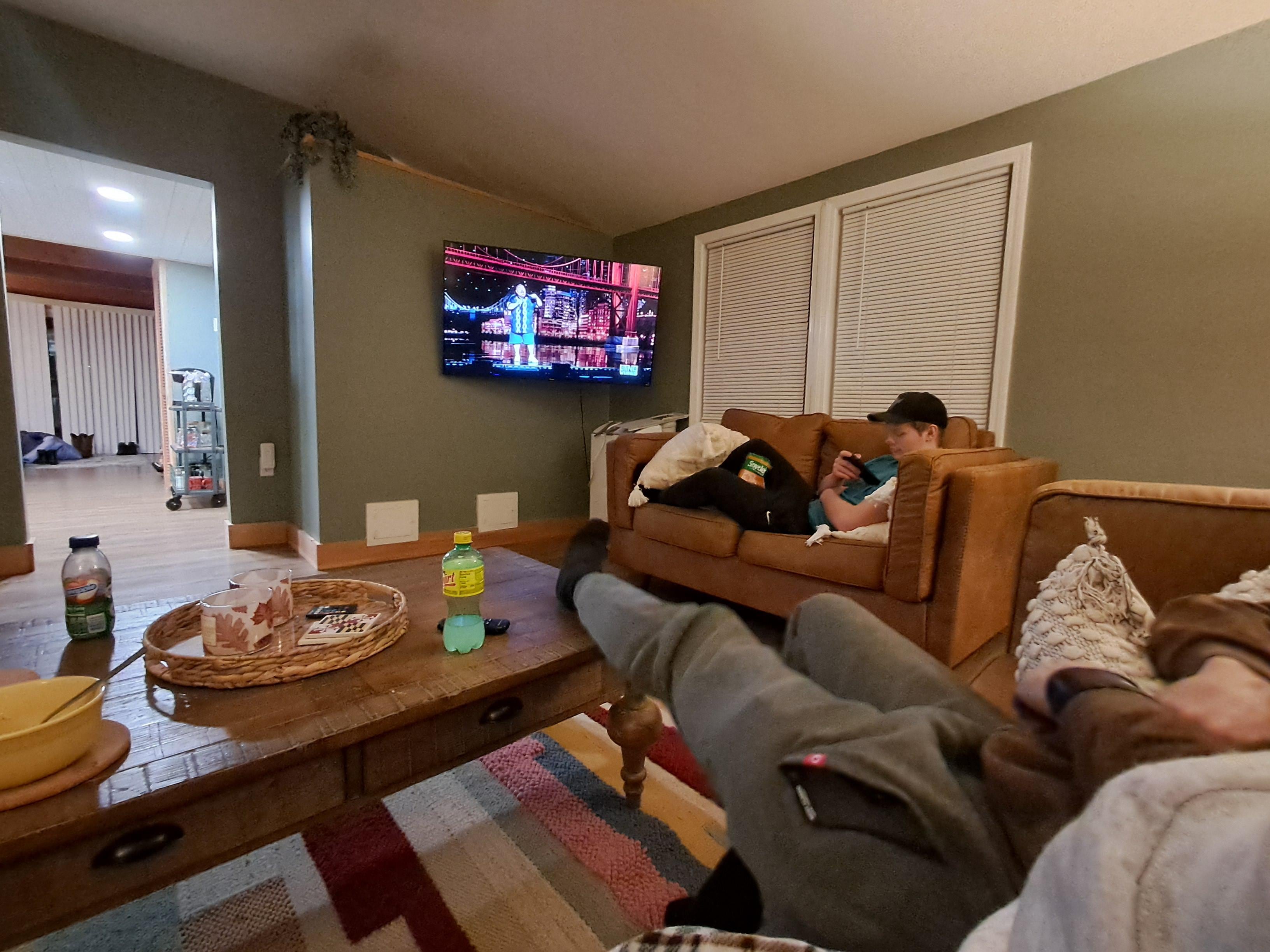 Hanging out in the living room together 