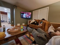 Hanging out in the living room together