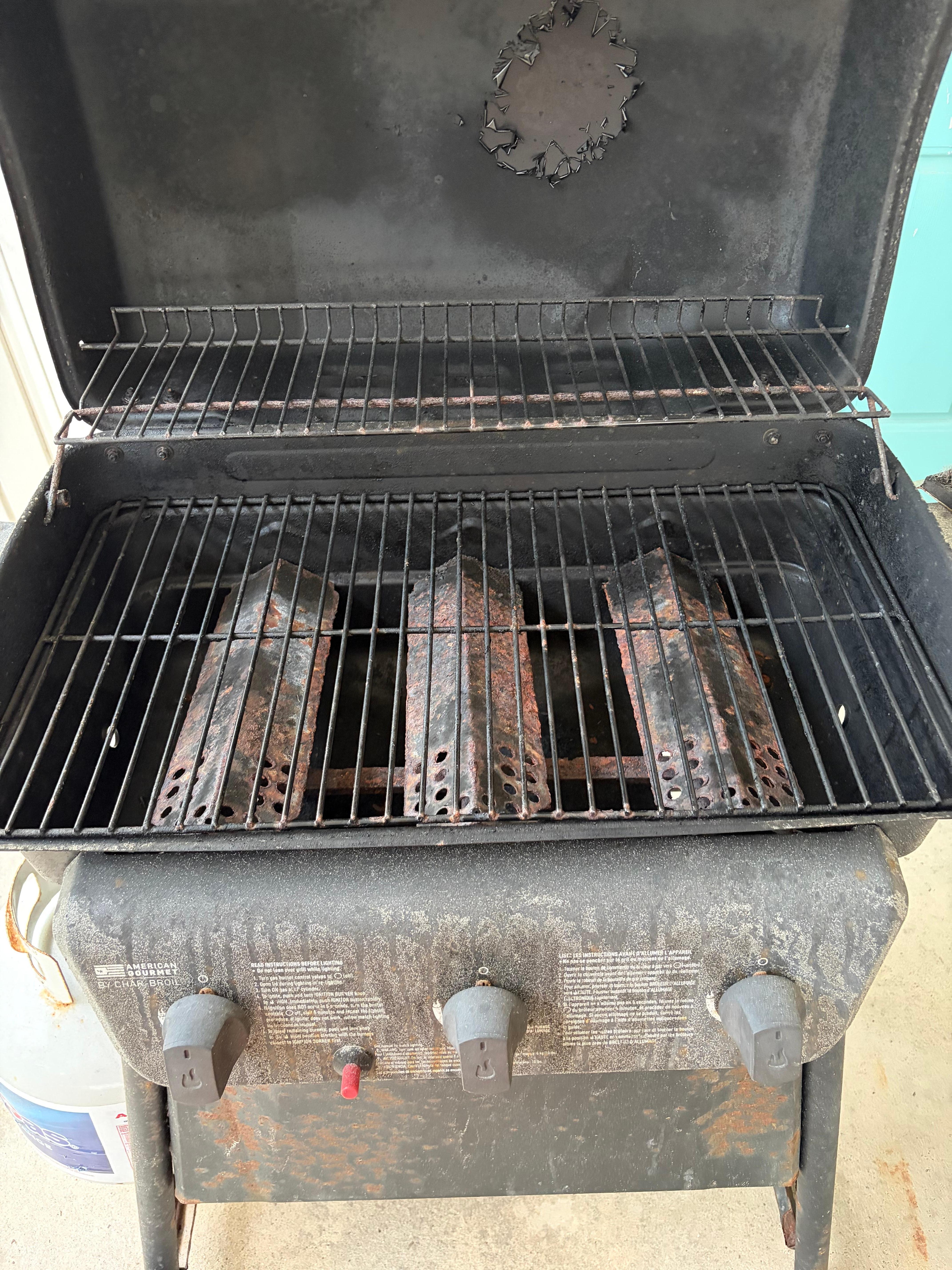 Grill was super old and rusty. We used foil on top.