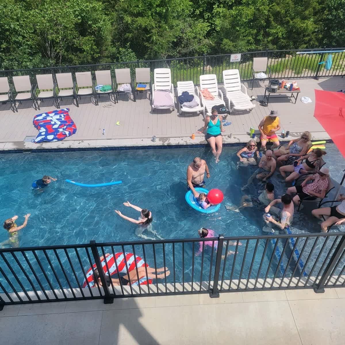 Pool time!  Great for little ones with a shallow section that even has umbrella coverage if you like!