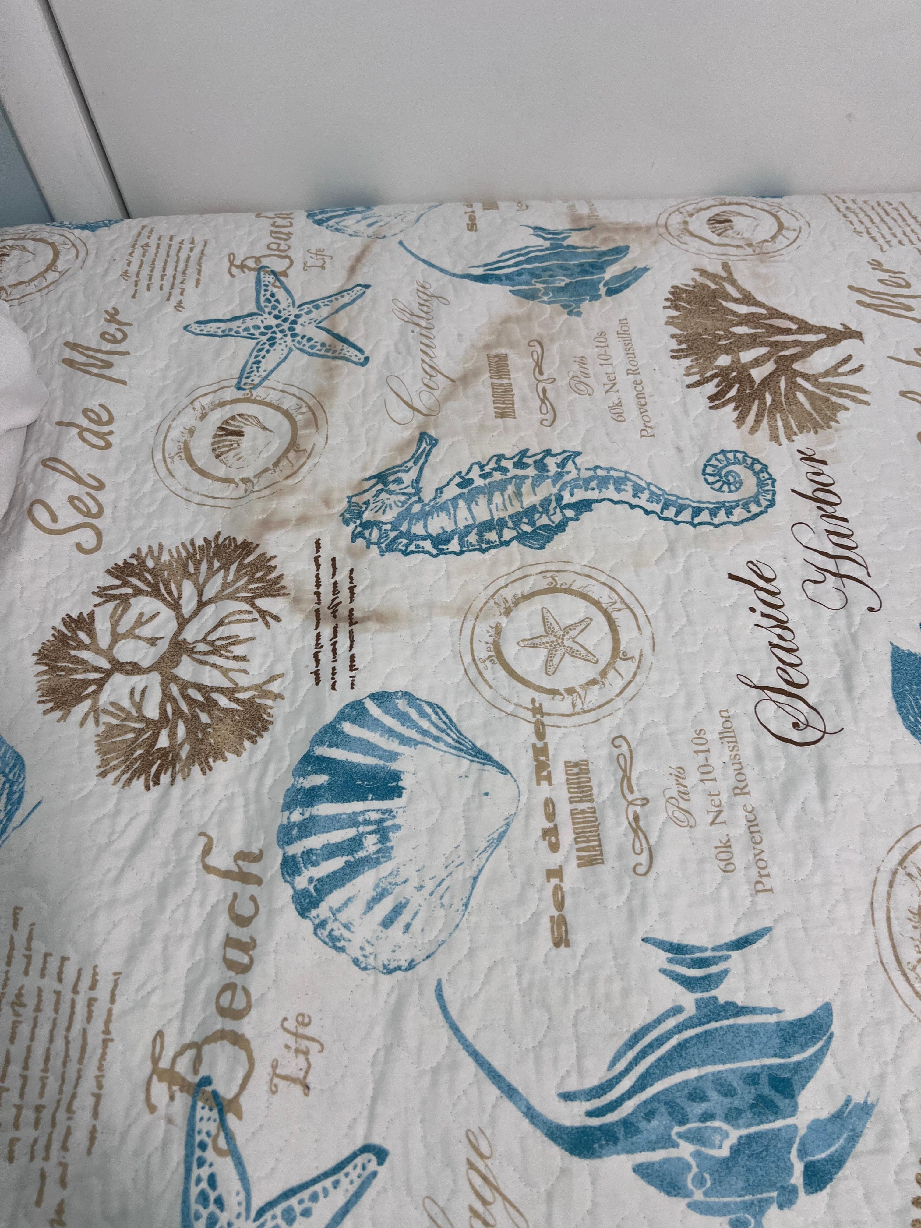 All the bedding was stained.