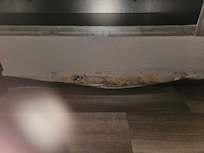 Wall was damaged from water intrusion.