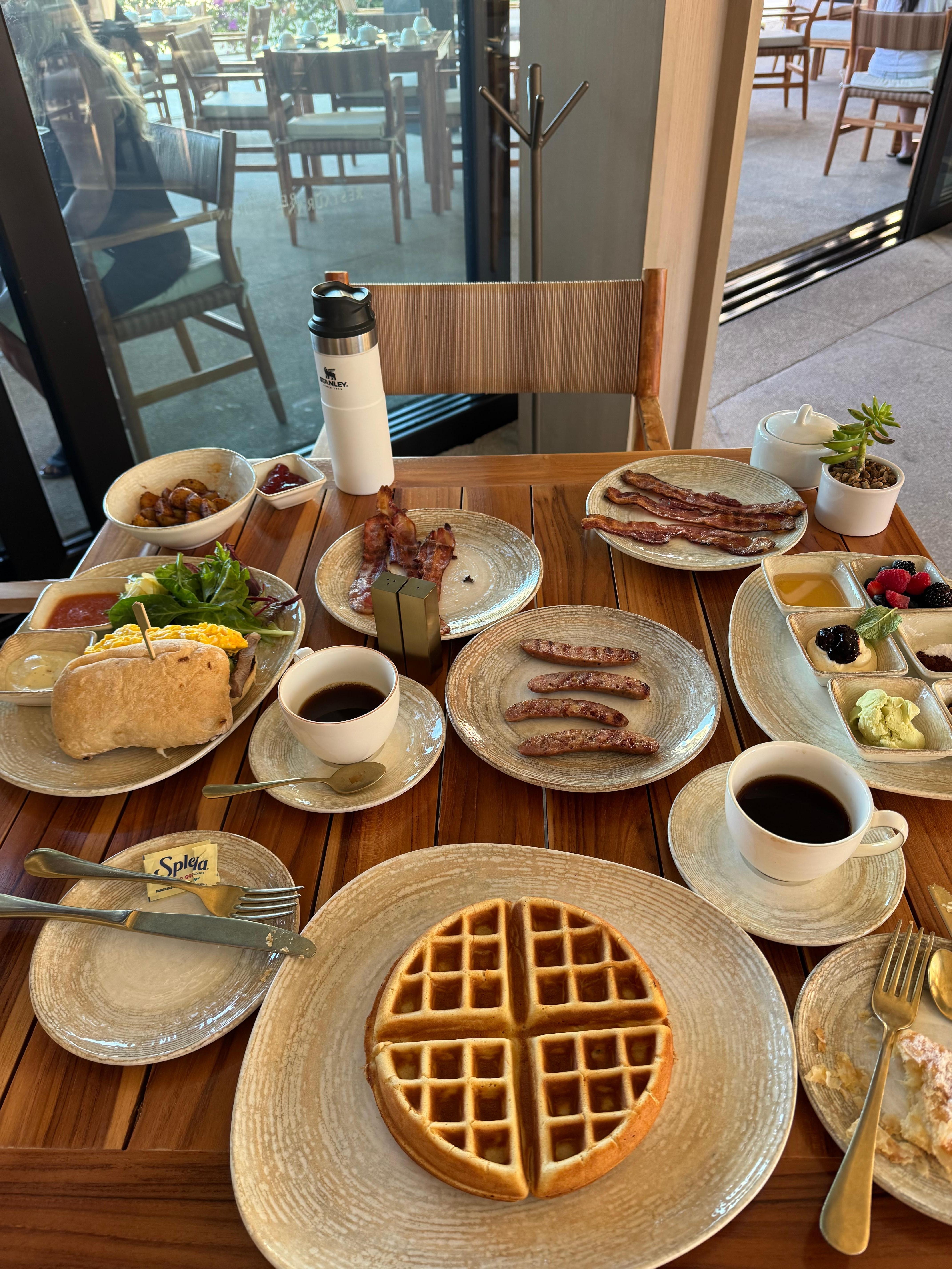 Breakfast at the restaurant. 