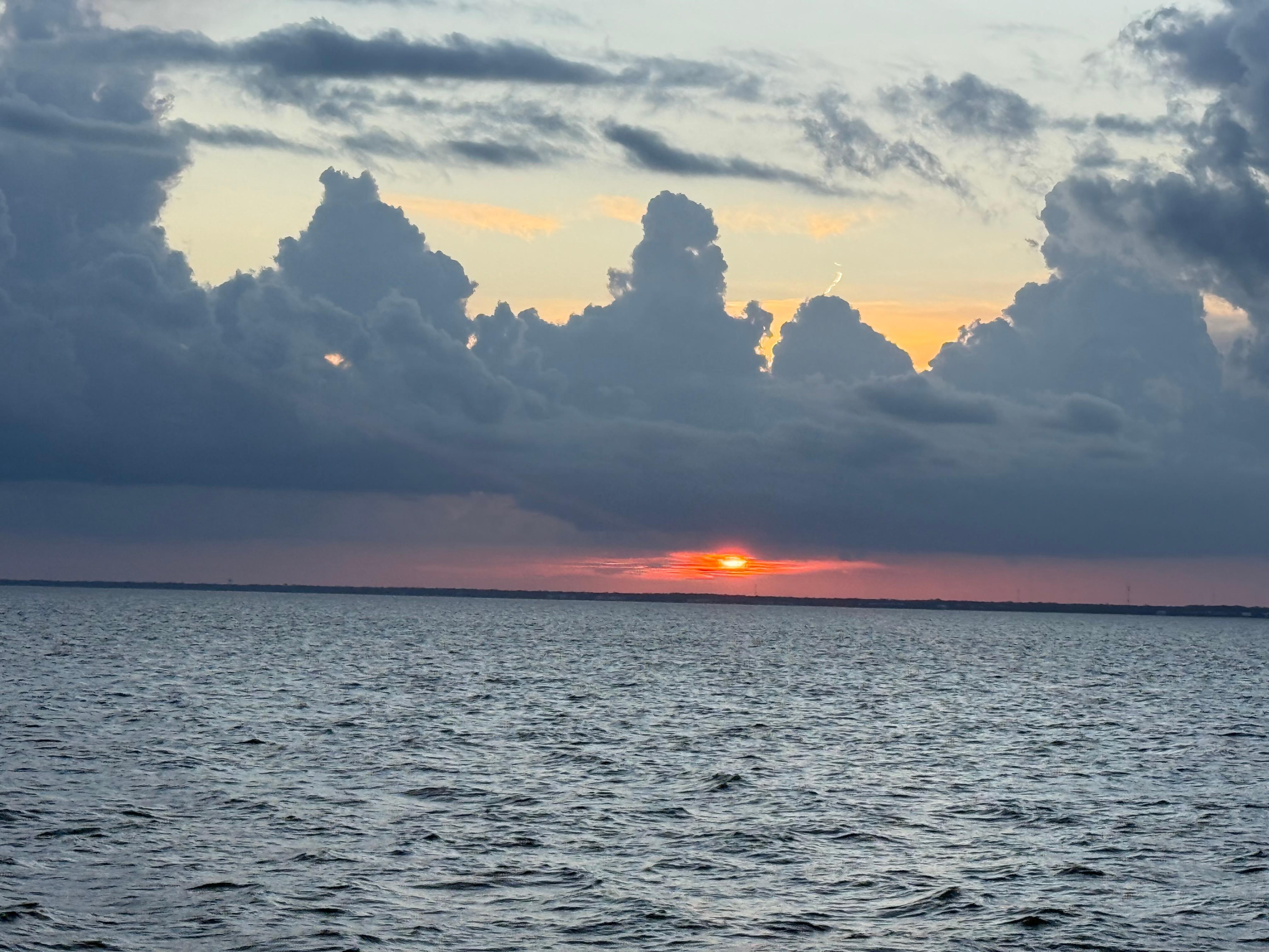 Sunset on the Sunset Cruise with a d.j. In Gulfport.