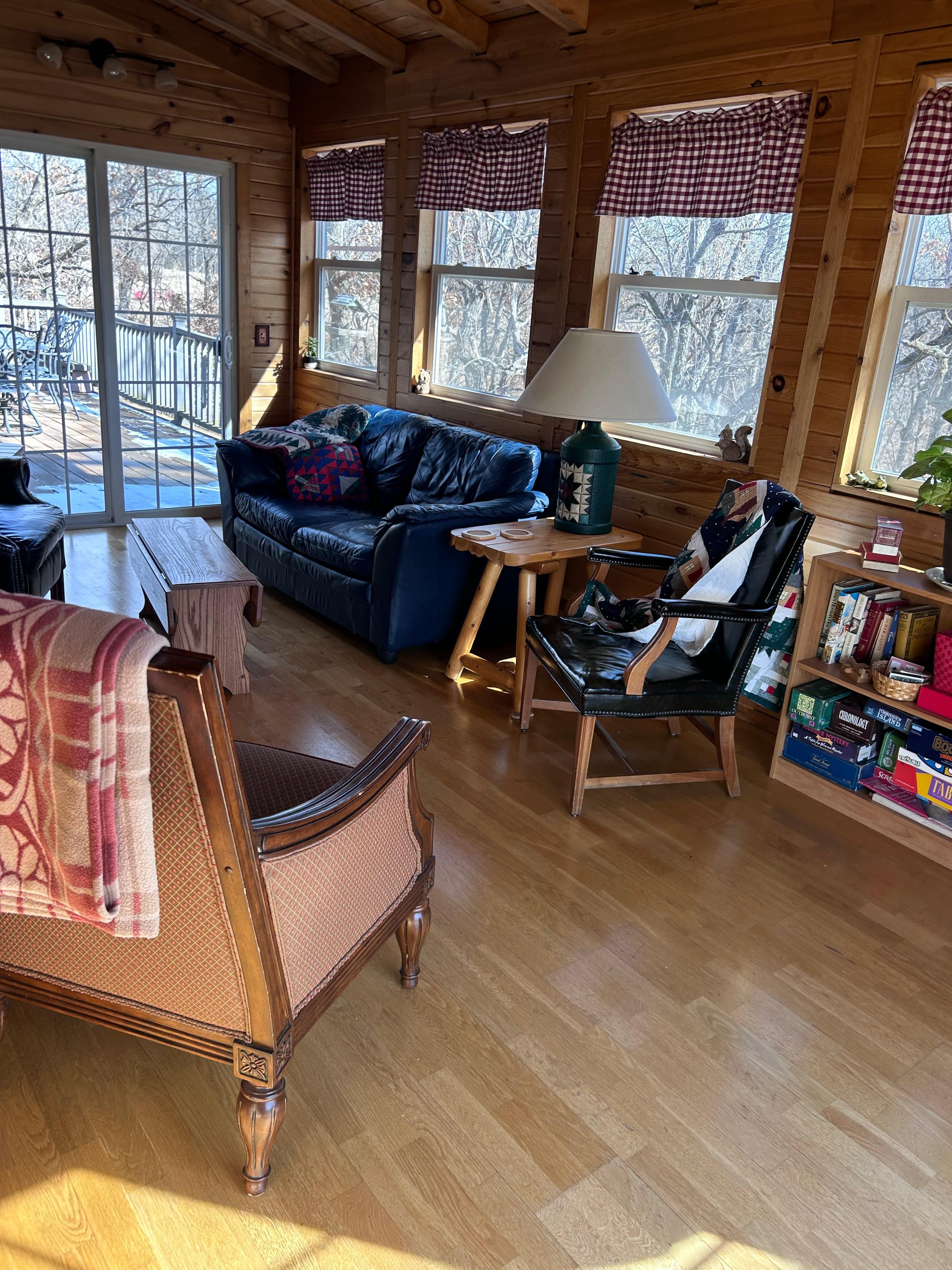 A view of the cozy living room. 