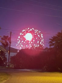 View of fireworks from house
