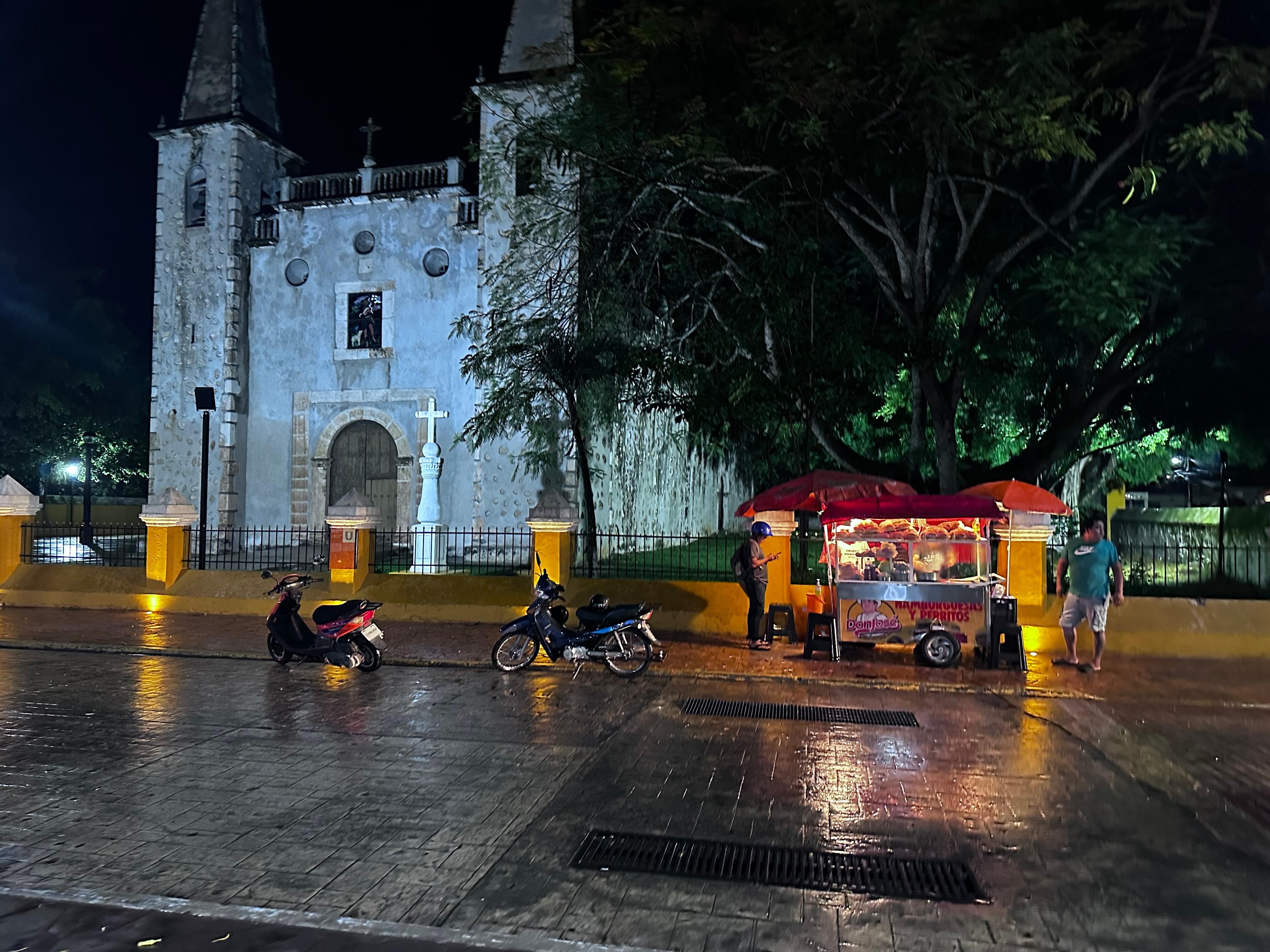 The square and church opposite the hotel