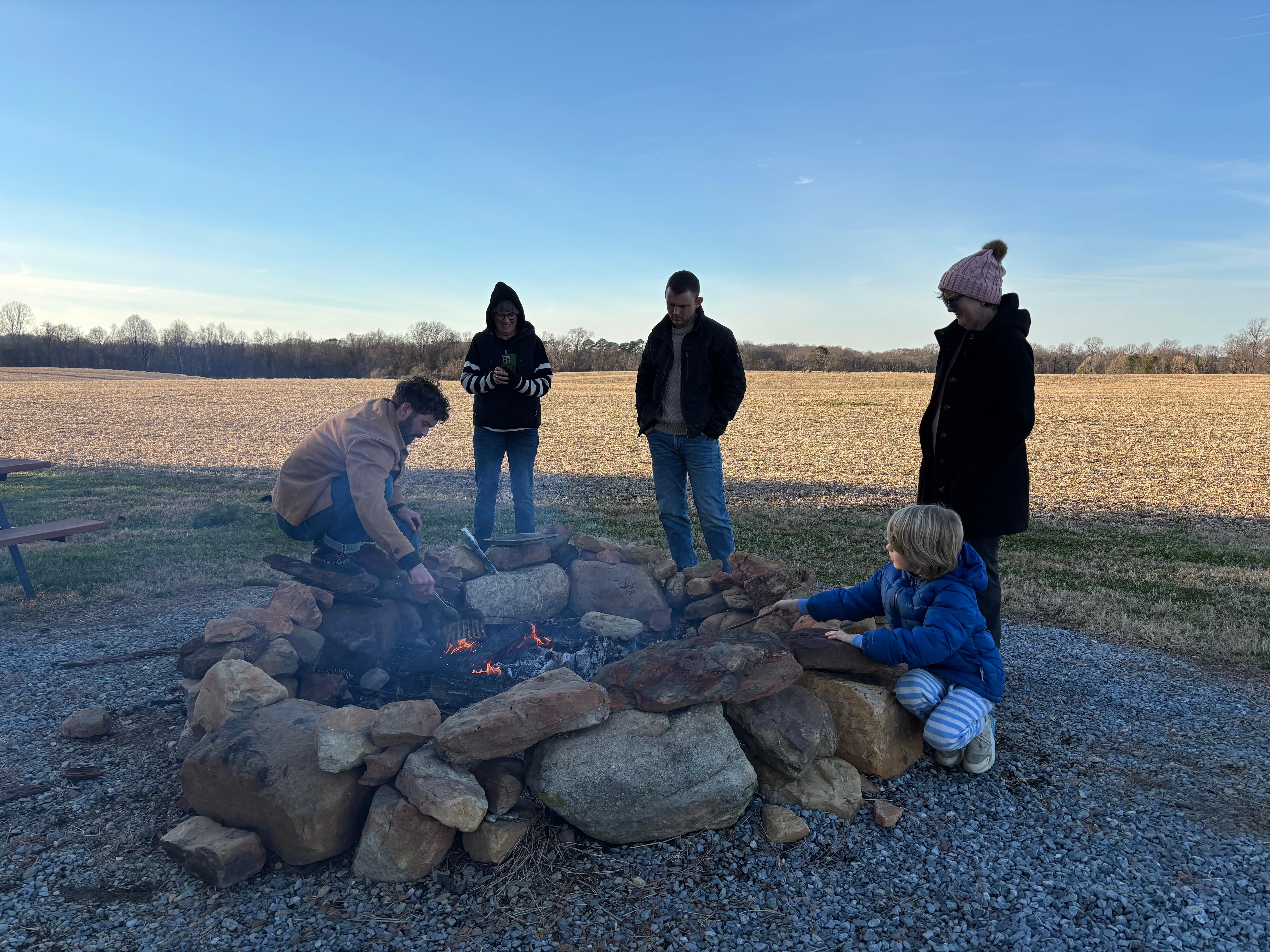 My grandson fire-roasted a rack of lamb on the fire pit for our Christmas Eve dinner.
