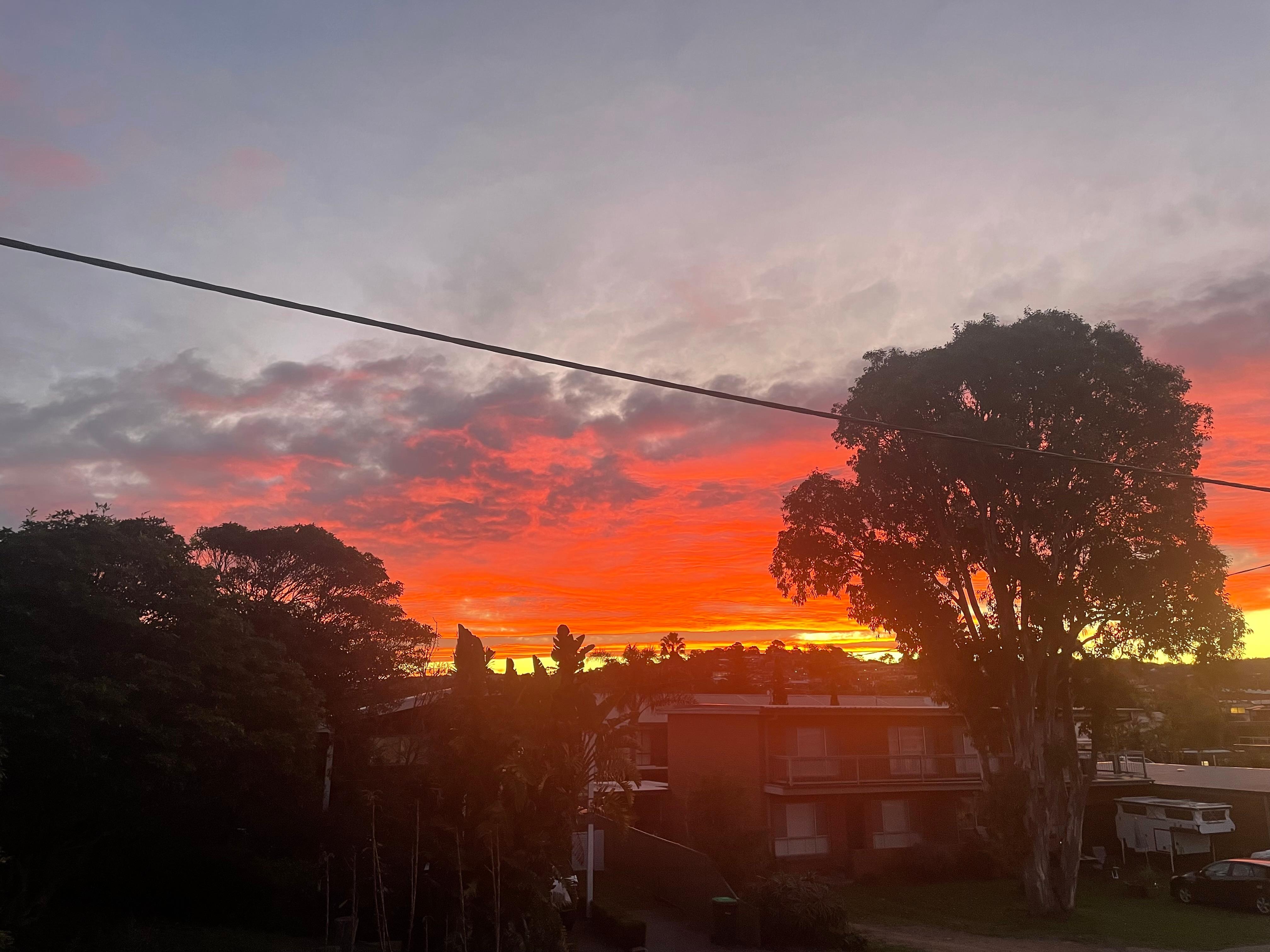 Amazing sunset from our accommodation. 