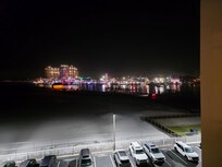 View from balcony of Harbor village at night.