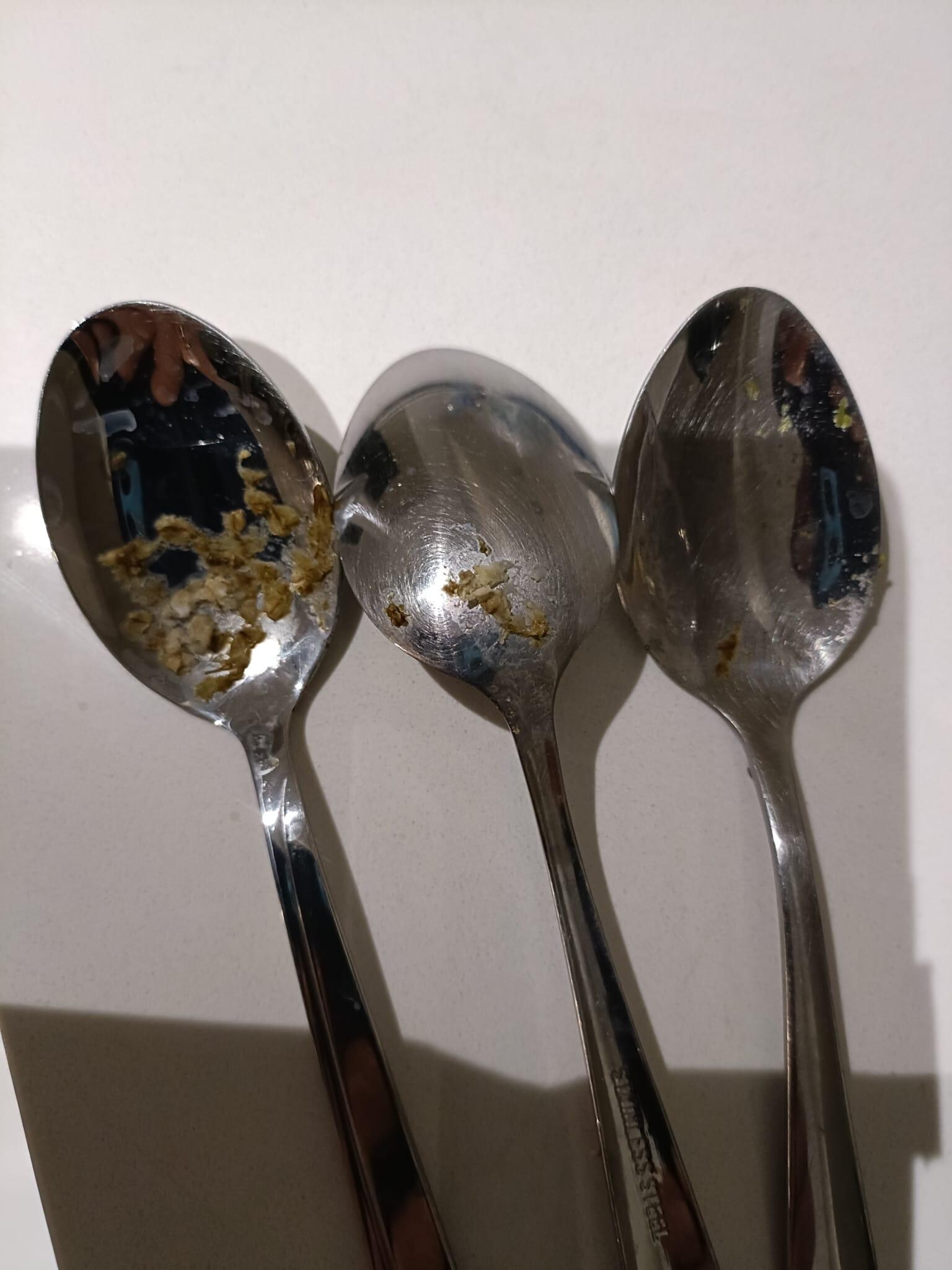 Dirty crockery left in drawer