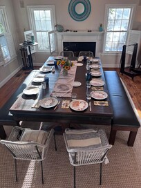 Set up the pool table for Thanksgiving Dinner for 13 people