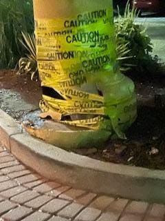 Front of Hotel looks like someone ran a car into it. Unsafe!!!