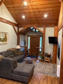 Beautiful vaulted wood ceilings and spacious living room!