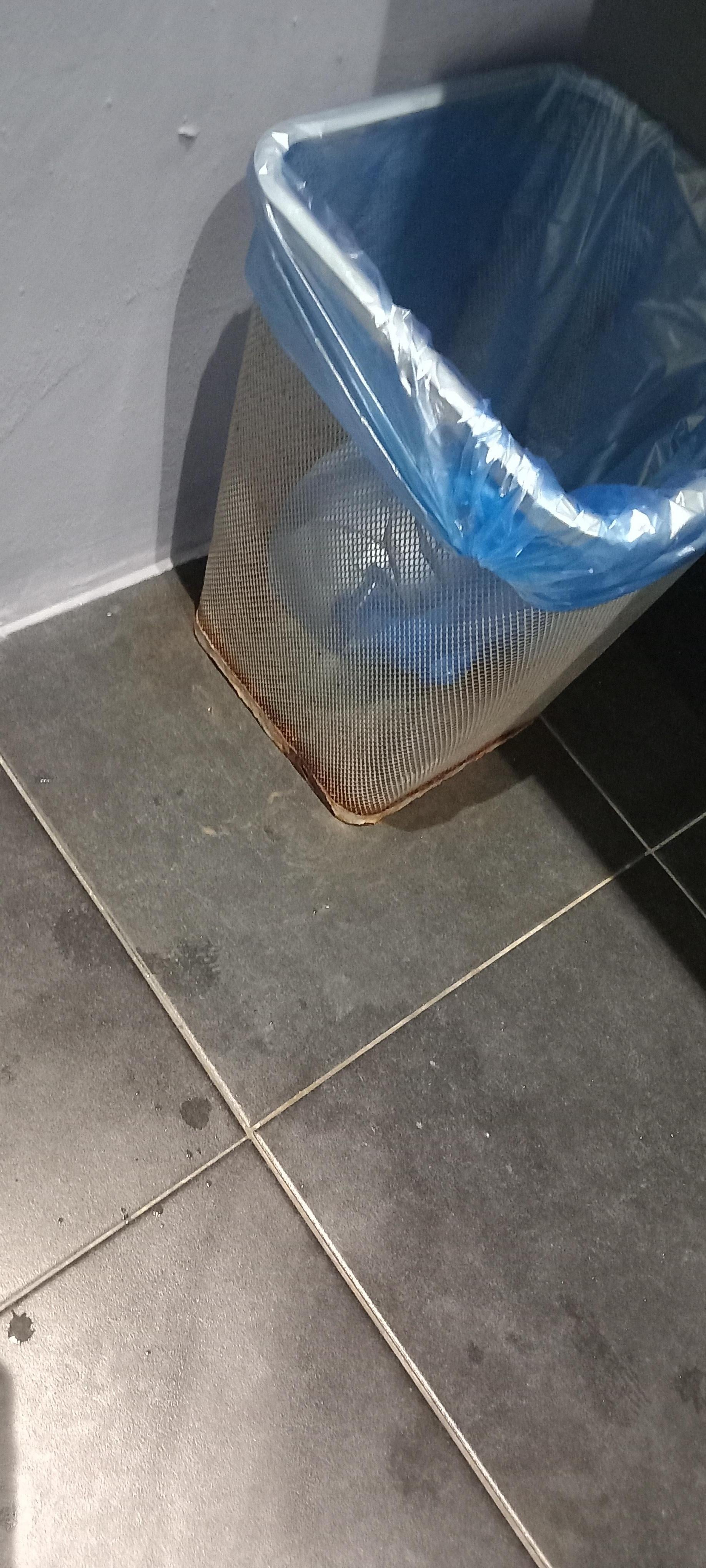 Litter bin in bathroom rusty