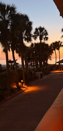 This is how close you are to beach.
Can see corner of covered grill area to right.