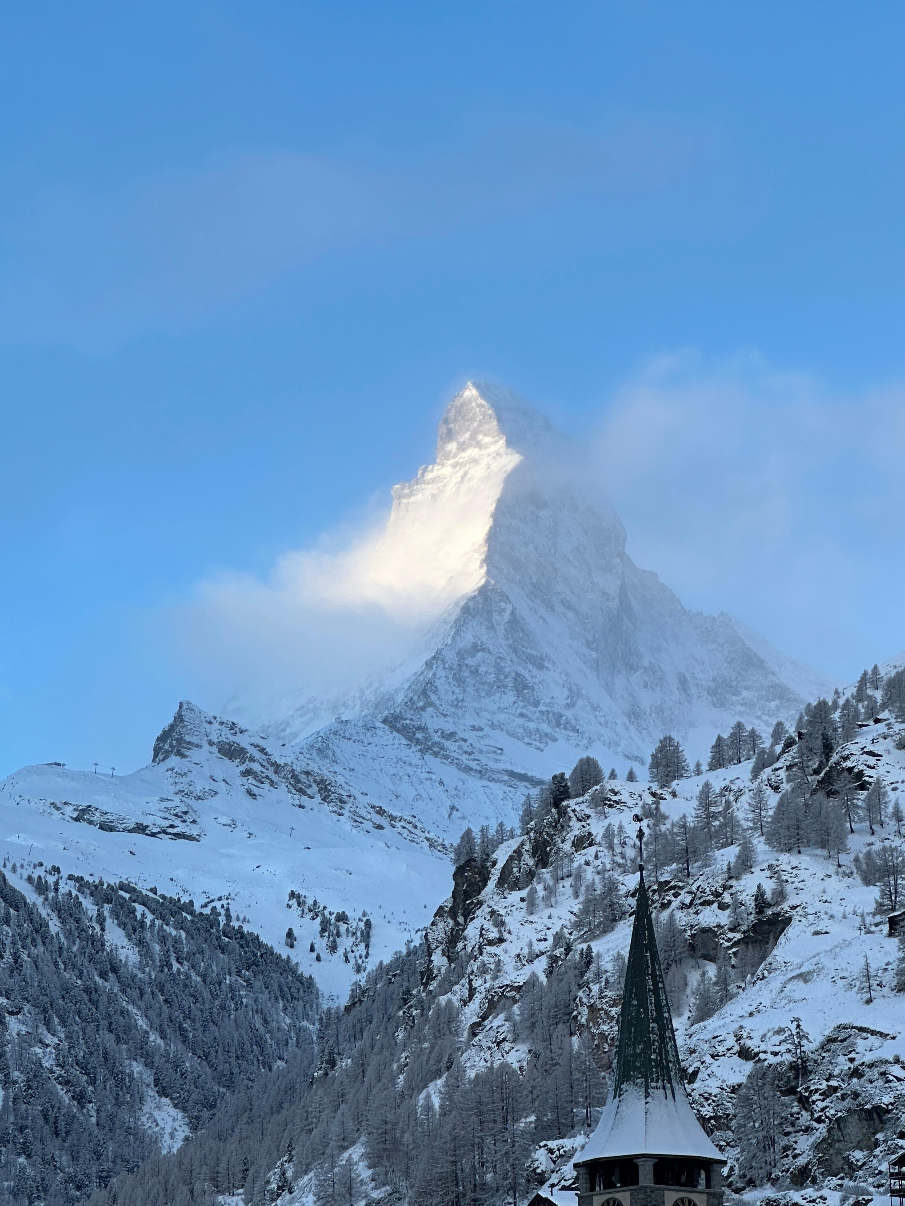From the double room balcony with Matterhorn view 