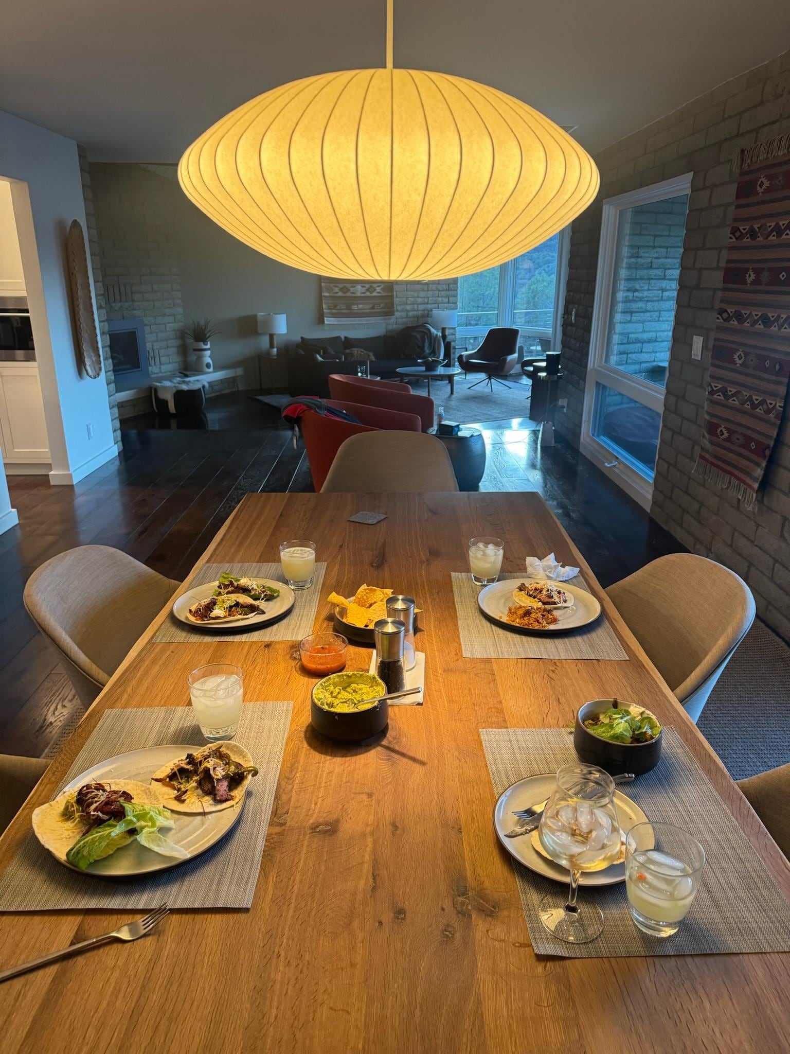 Nice large table for meals and conversation 