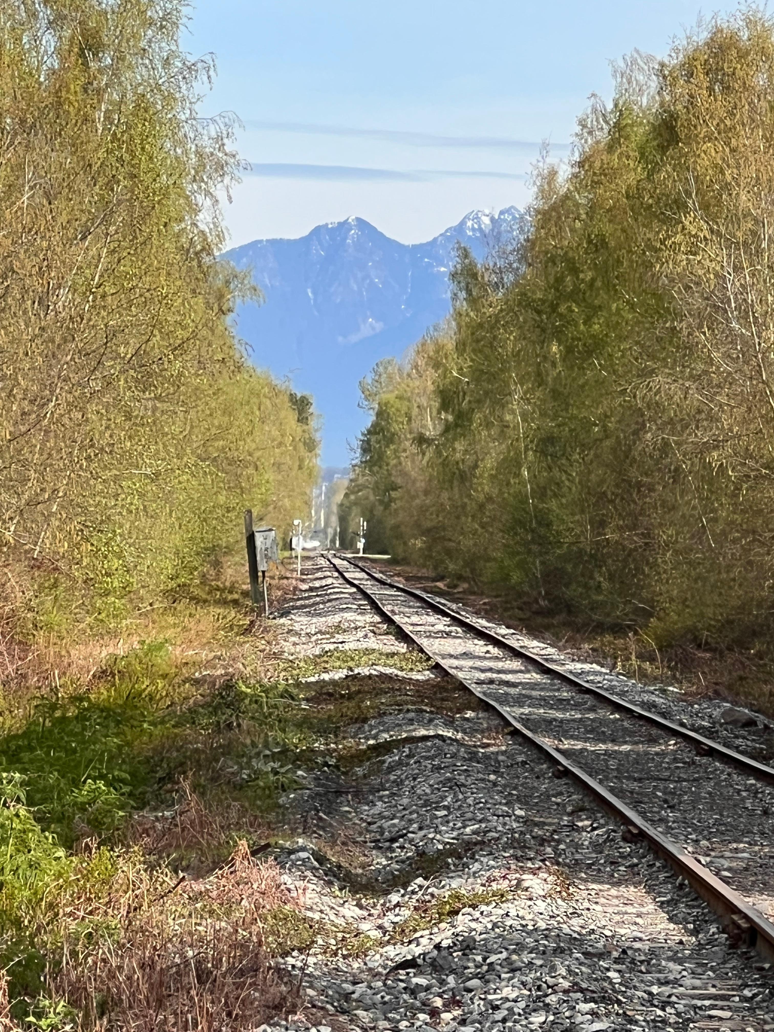 Train track close to the house with beautiful scène tu.
