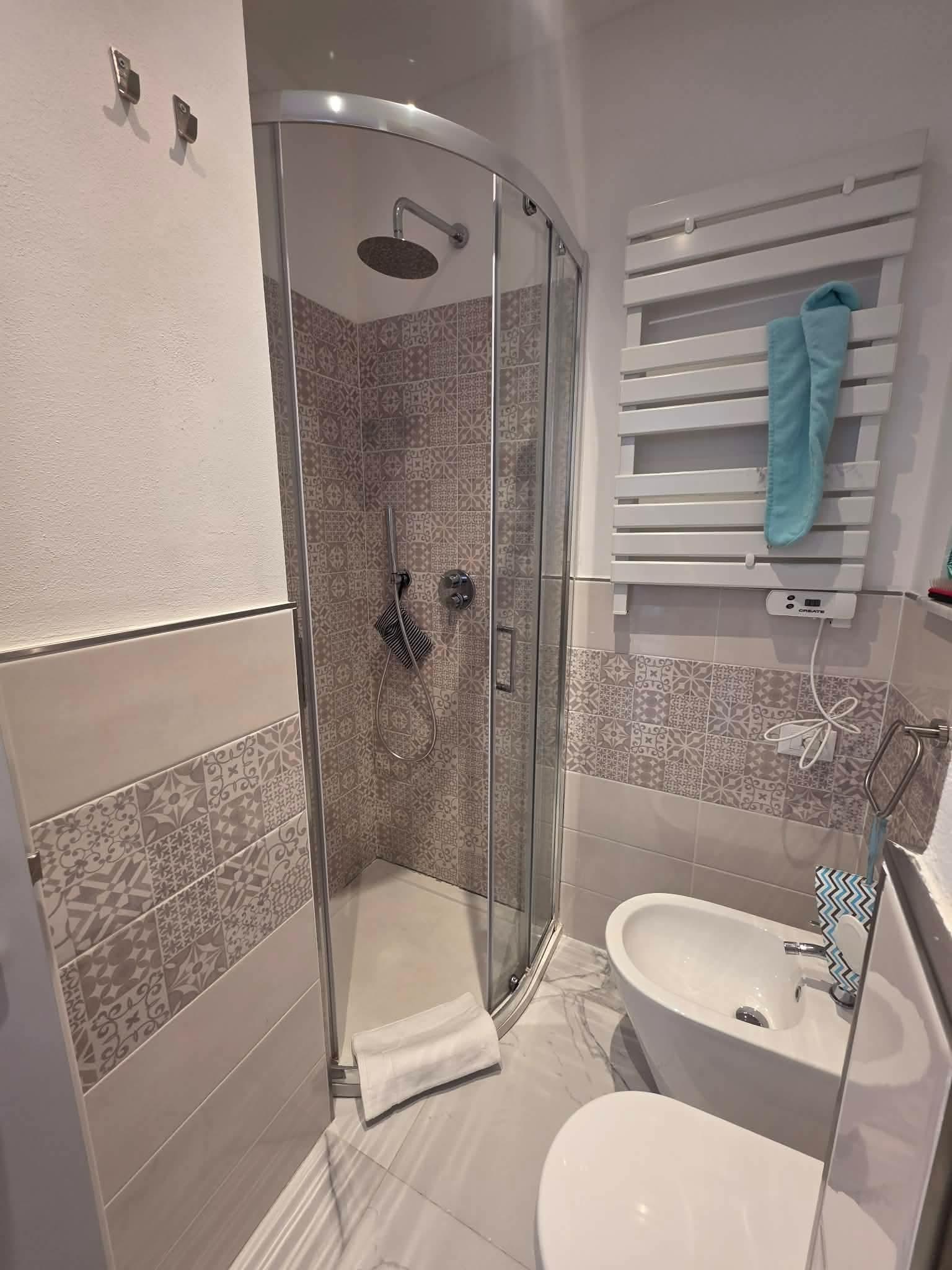 Bathroom,  small but it works fine. Just if you are a big person or a football player...the shower might be on the smaller size for you. 