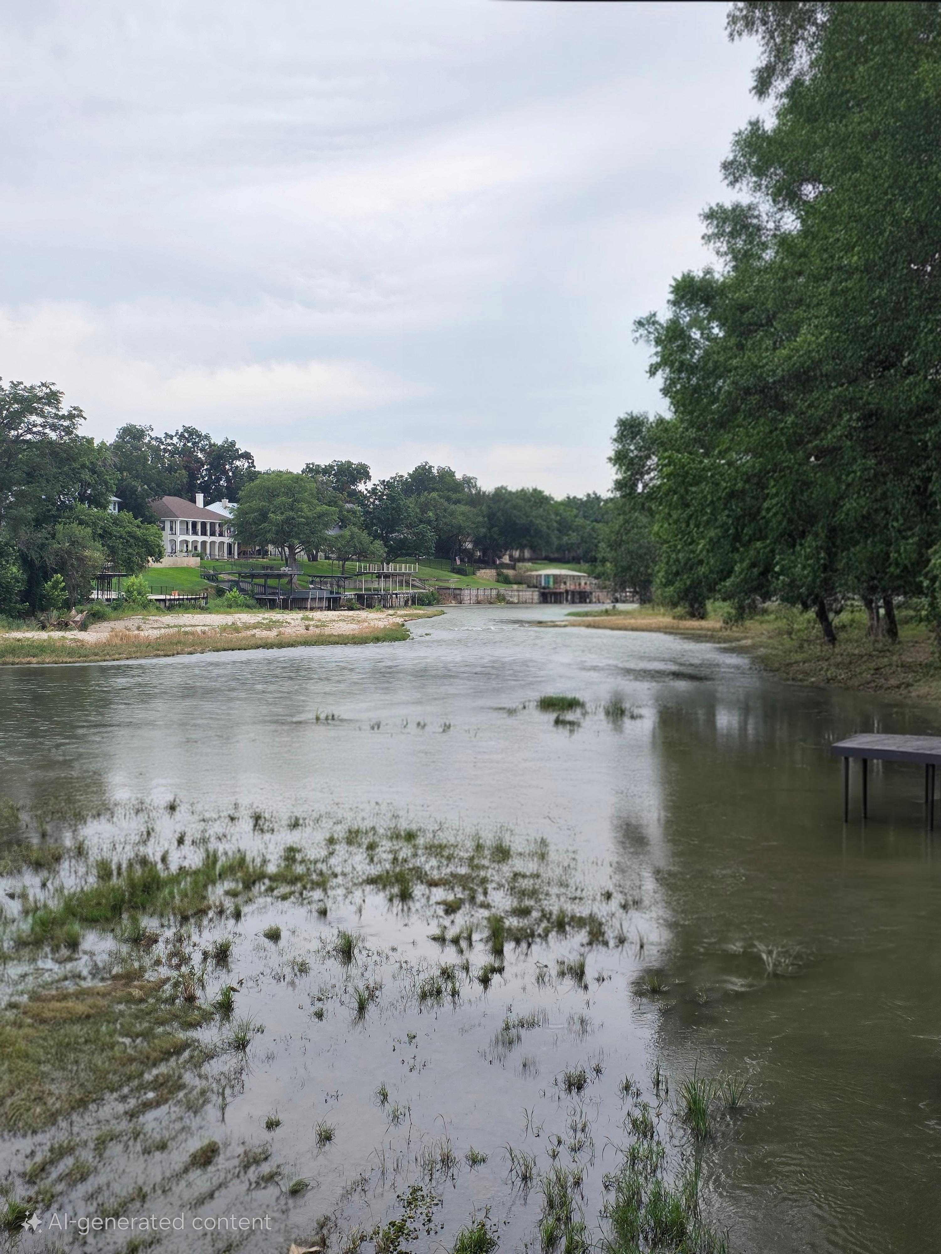 You can hear the rapids down the river. 