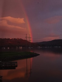 A rainbow from the balcony in the restaurant upstairs.