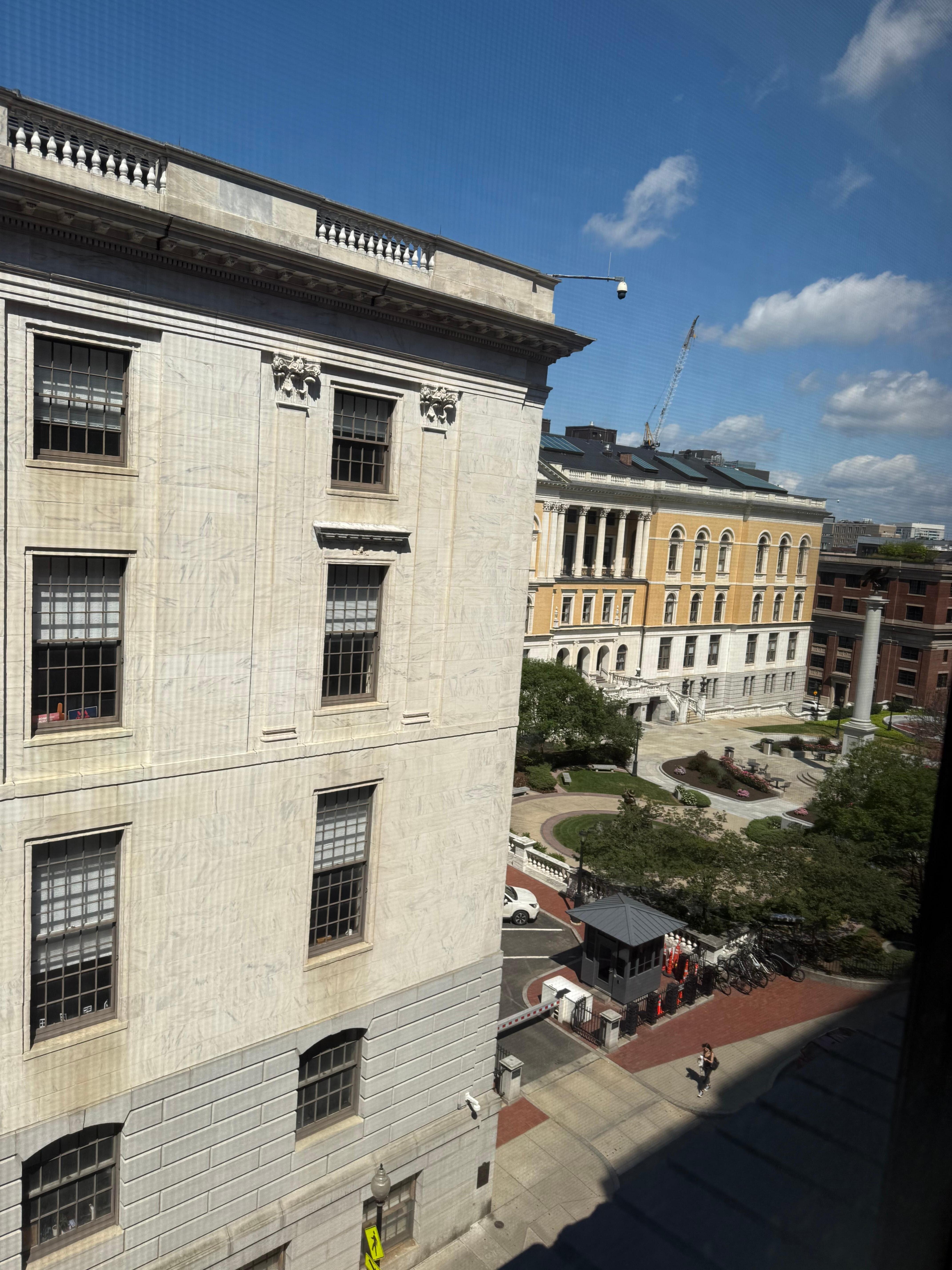 Outside is the state house 