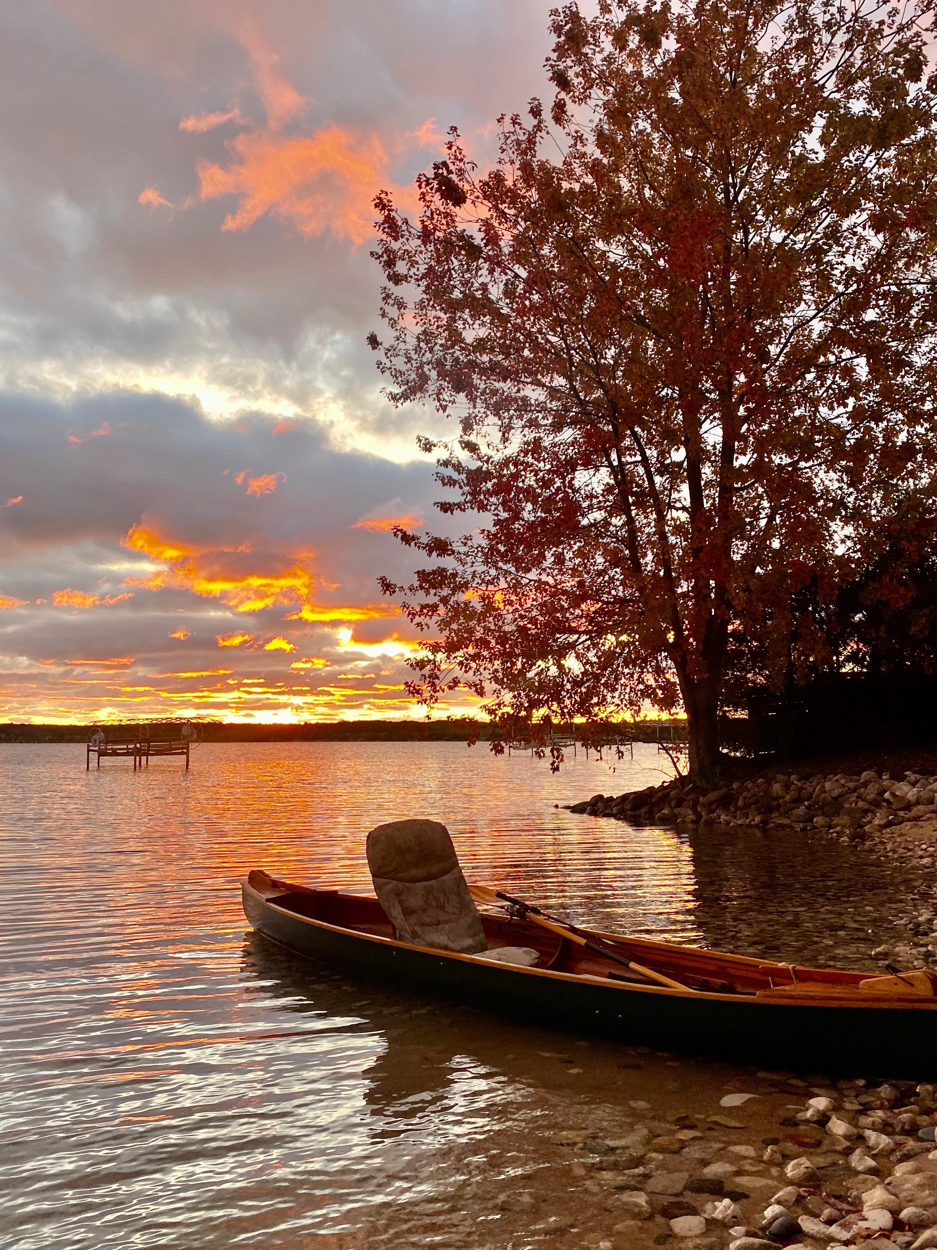 Kayaking at sunset. 