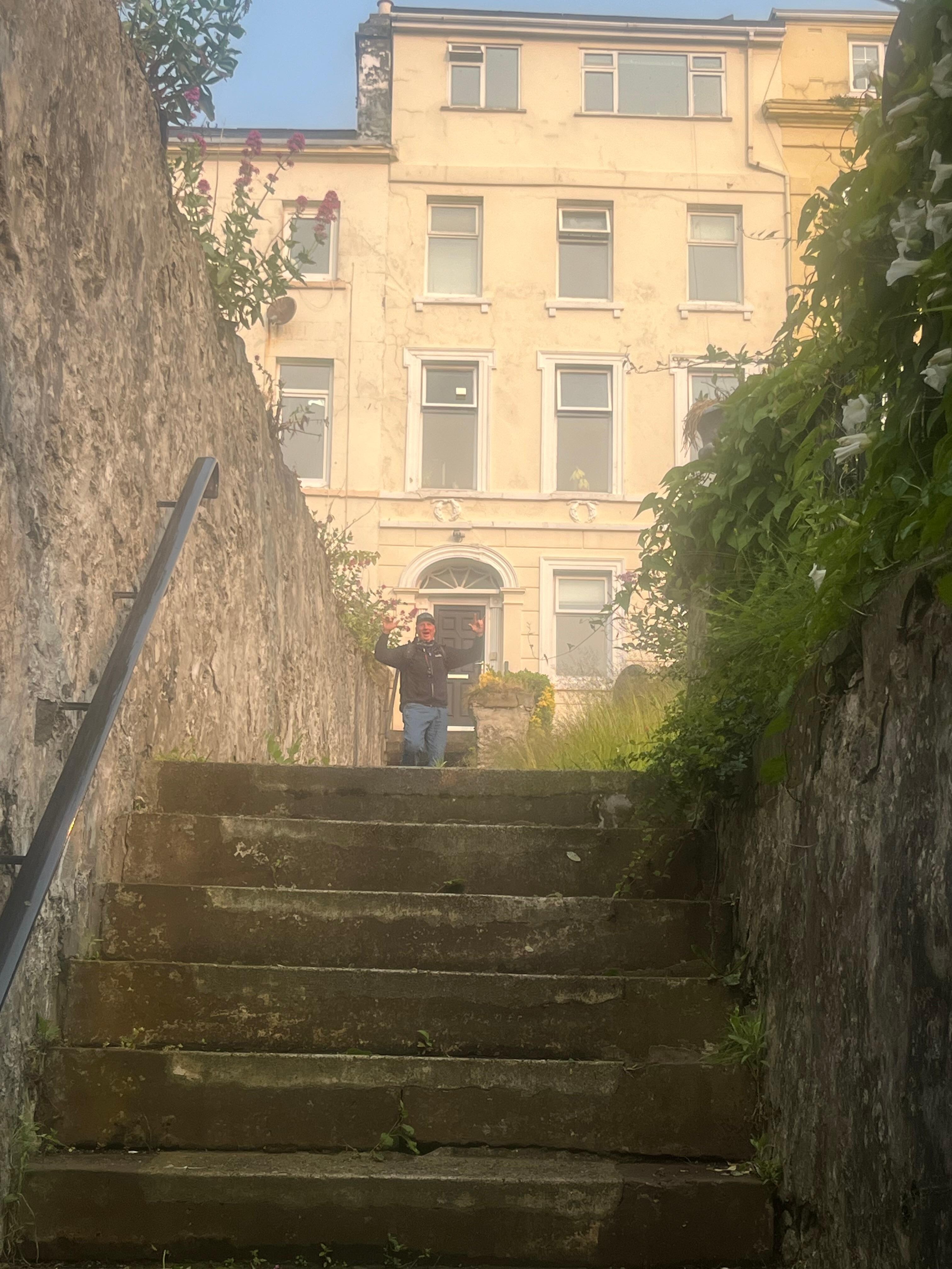 View of thr front yard and doir; just steps from Strand street  shopping & restaurants, the beach promenade and the Manx museum.