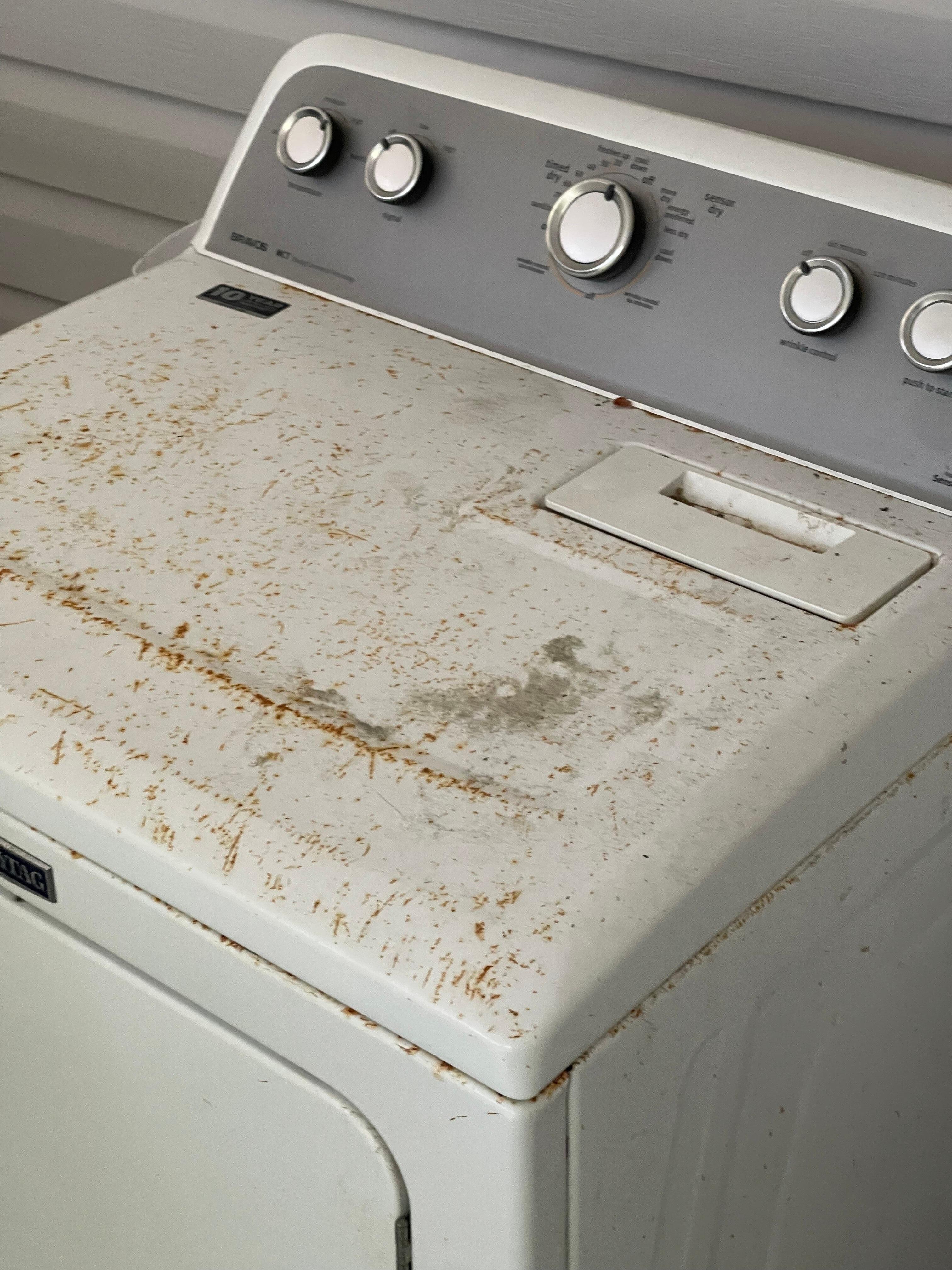 condition of dryer on the carport outside exposed to animals and very dirty! Did not use