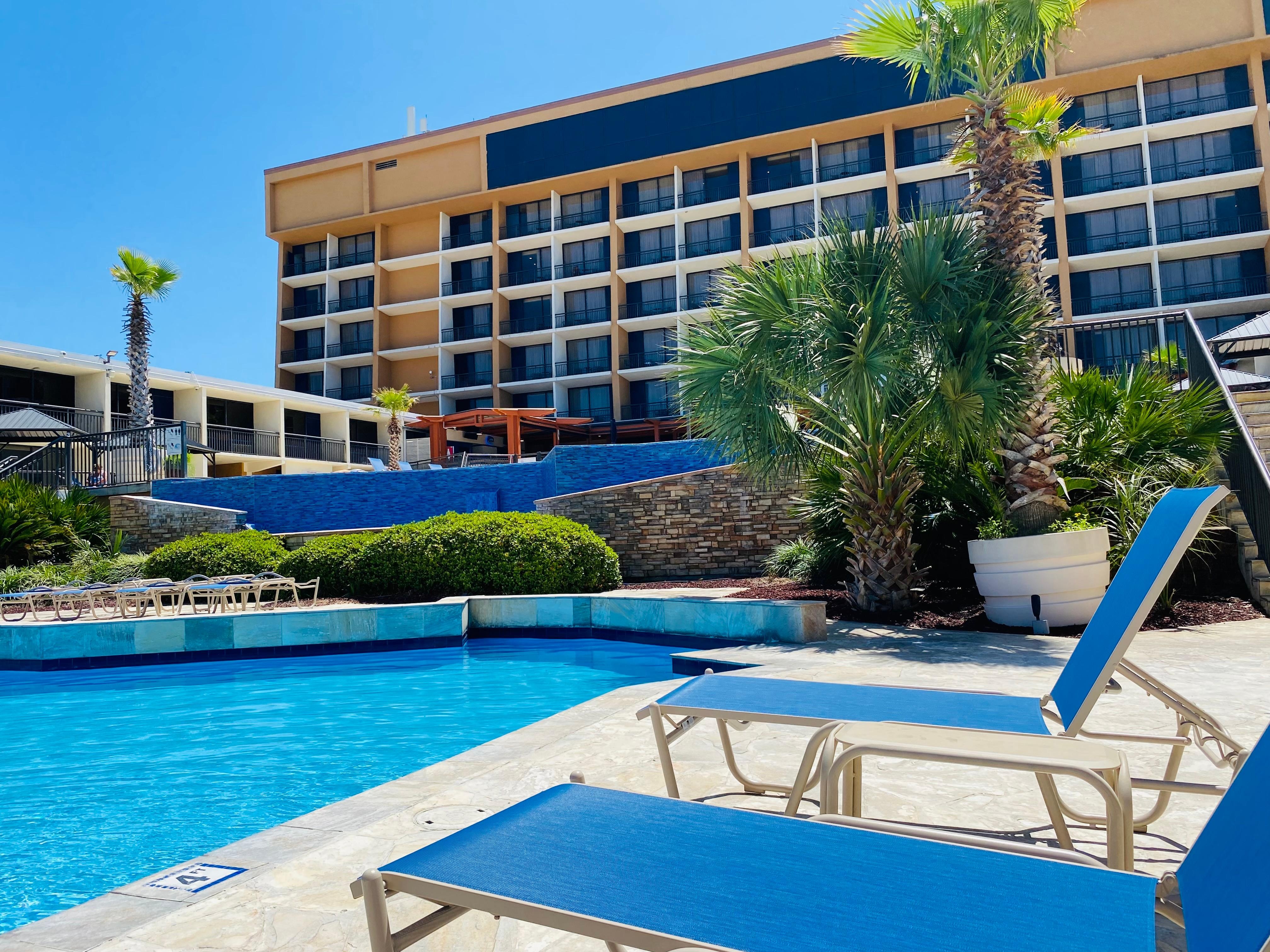 This is a beautiful view of the lower pool area. 