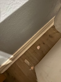 Garbage behind night stand