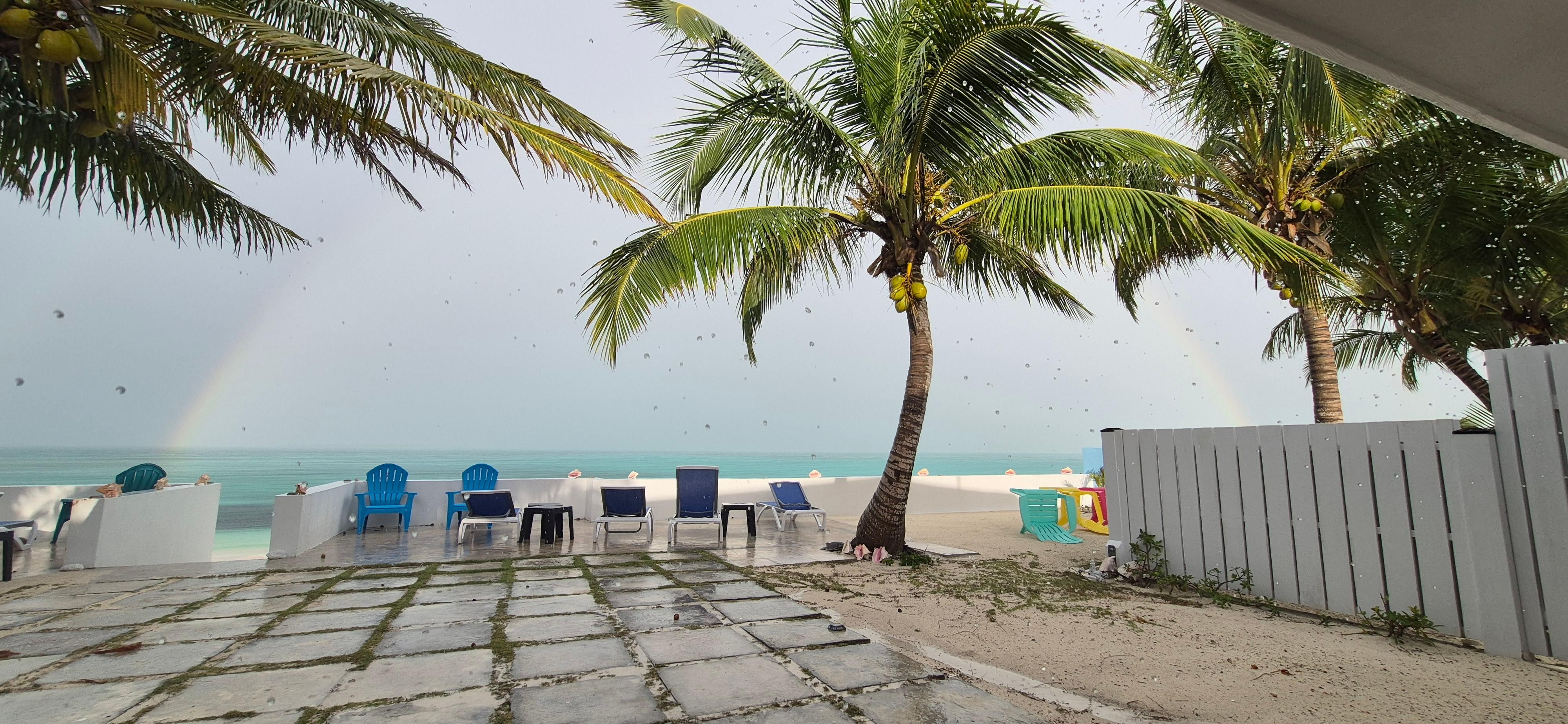 Gorgeous double rainbow while it rained for a few minutes. 