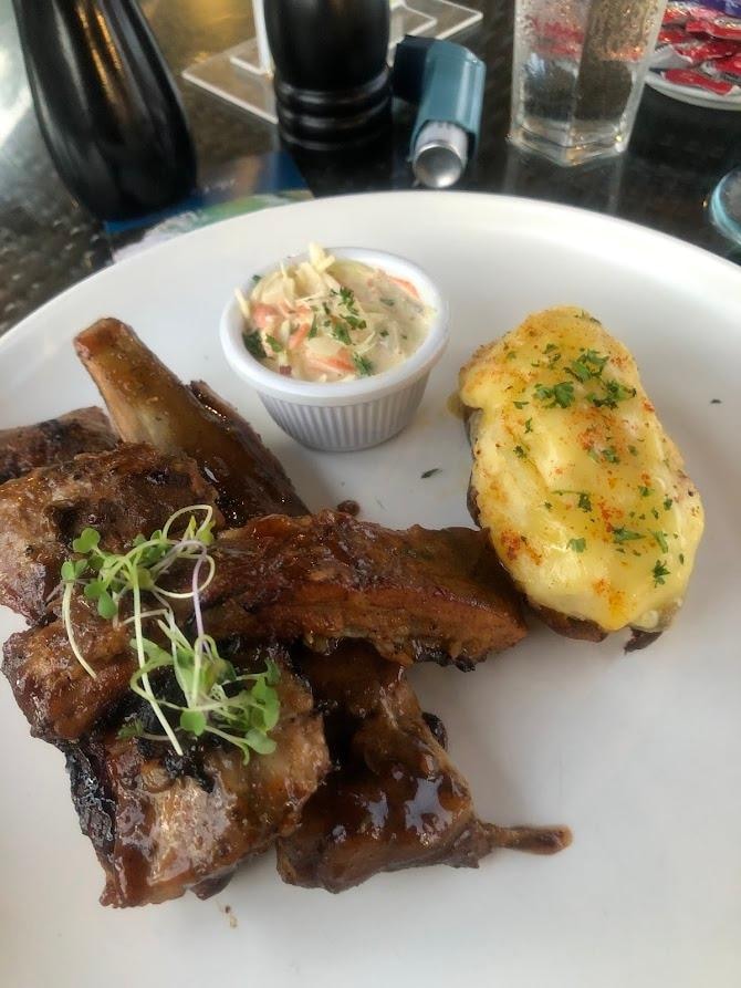 Food from the Carriage House restaurant on property