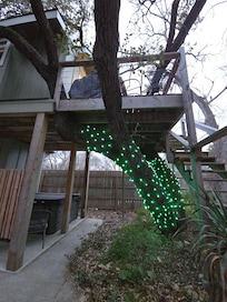 Under the deck and hot tub