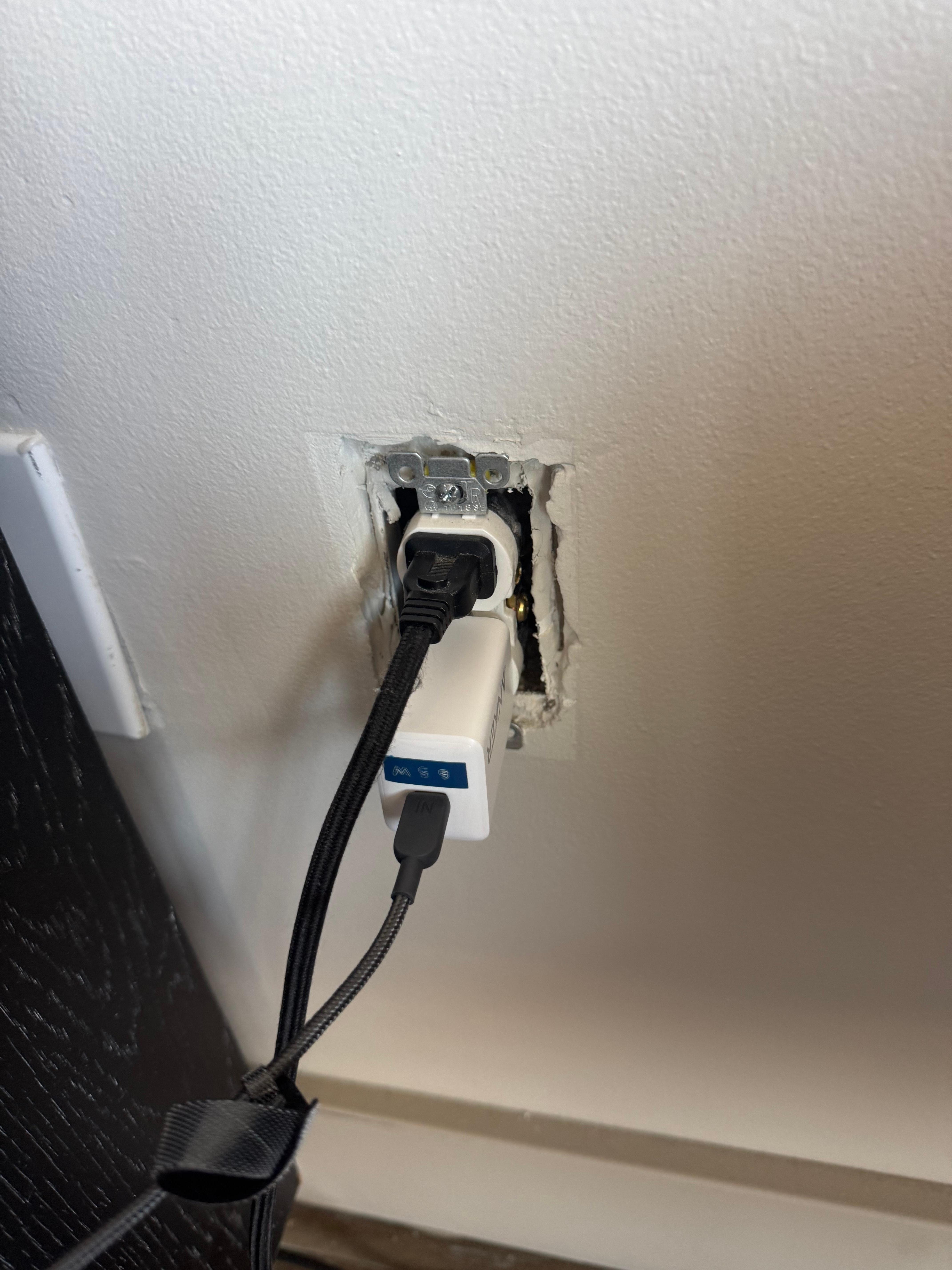 No cover on wall socket